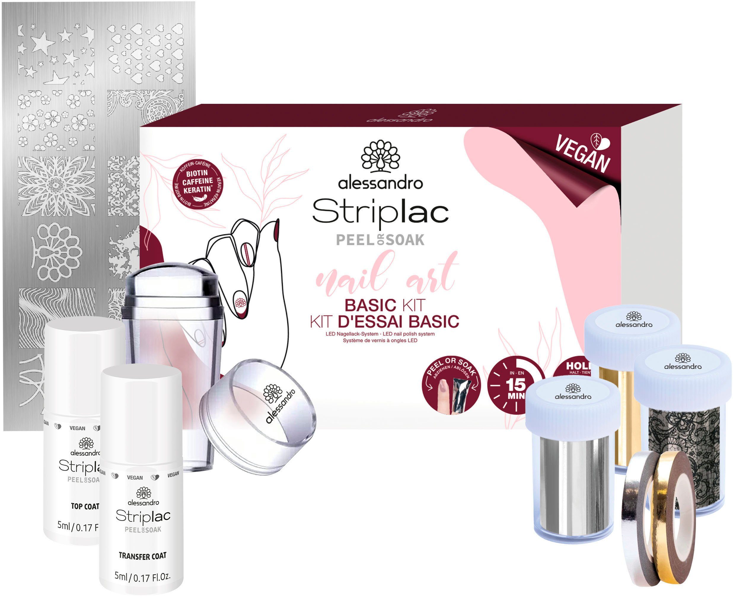 9-tlg. NAIL international KIT, STRIPLAC ART alessandro Nagellack-Set BASIC