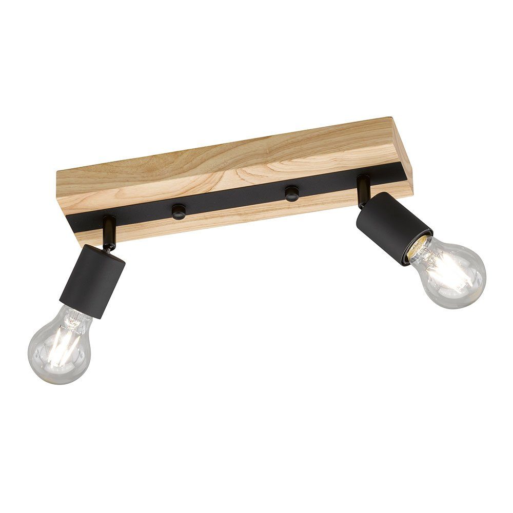 etc-shop LED Deckenspot, Leuchtmittel nicht inklusive, Deckenstrahler Holz  schwarz Deckenlampe mit Holz und