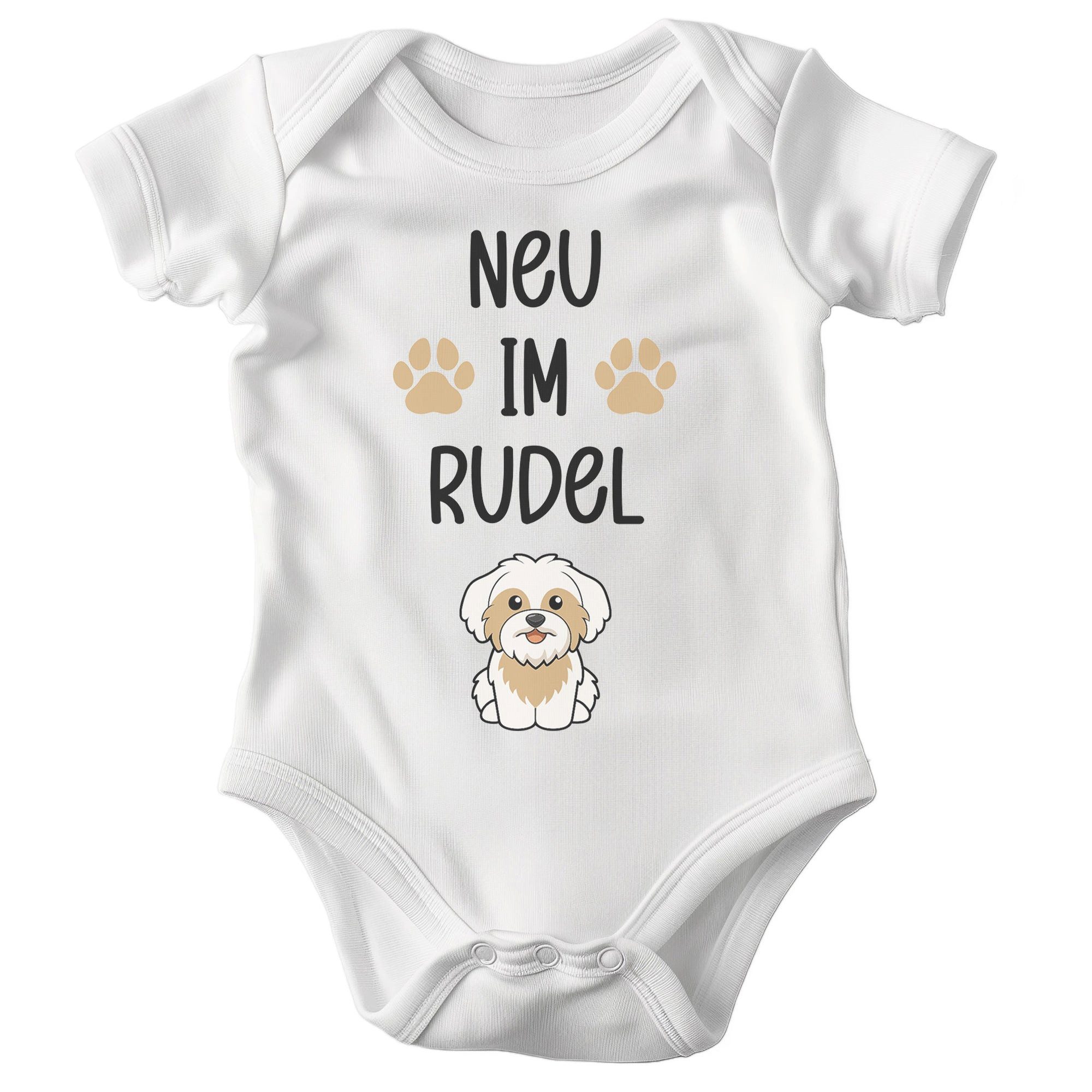 22Feels Kurzarmbody Bio Unisex Babybody Weiß Havaneser Neu im Rudel Geschenk Taufe BIO-Baumwolle - In Deutschland Bedruckt - Niedlicher Print