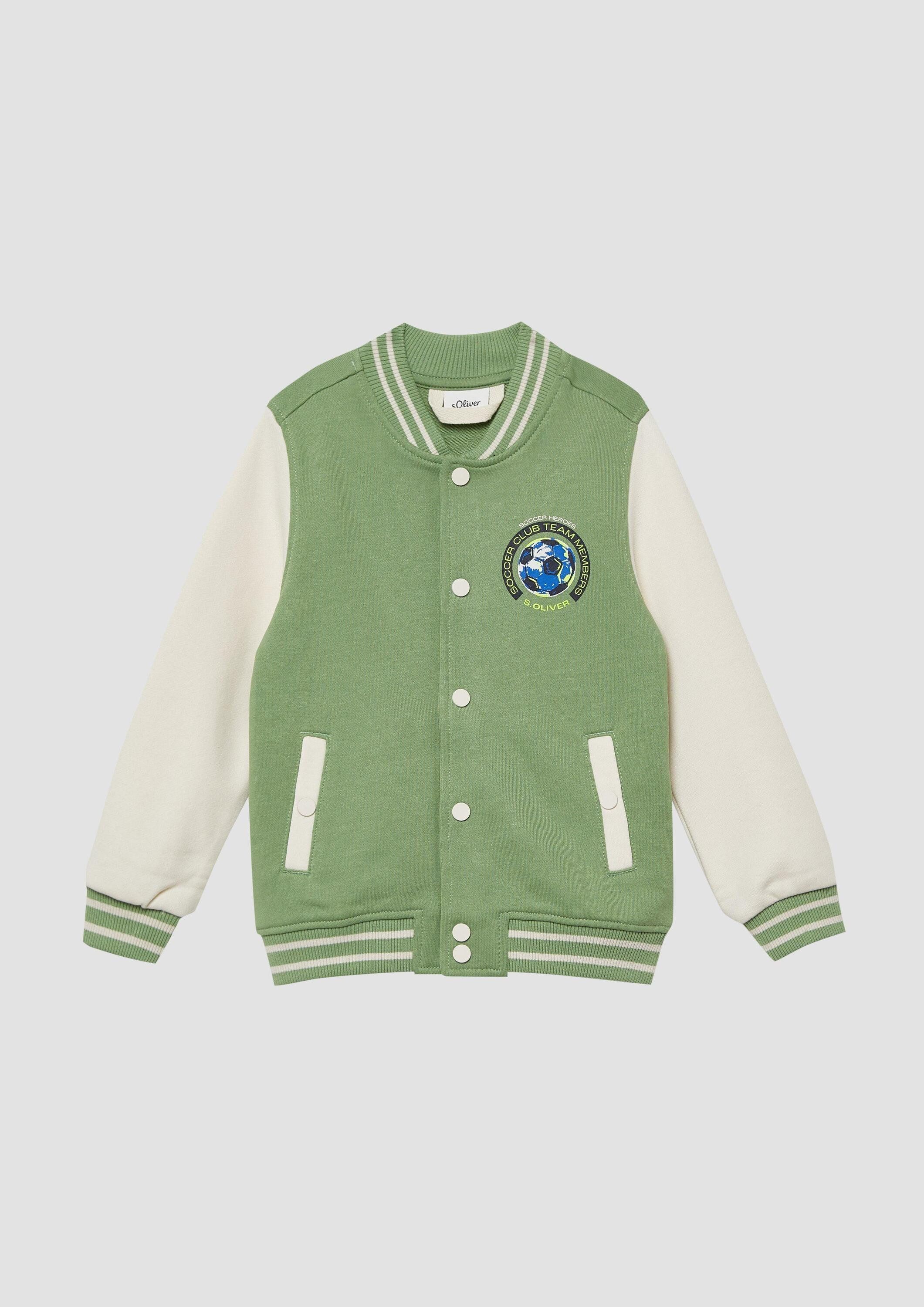 s.Oliver Sweatjacke Sweatshirt Jacke Felpa-Collegejacke mit Kontrastdetails