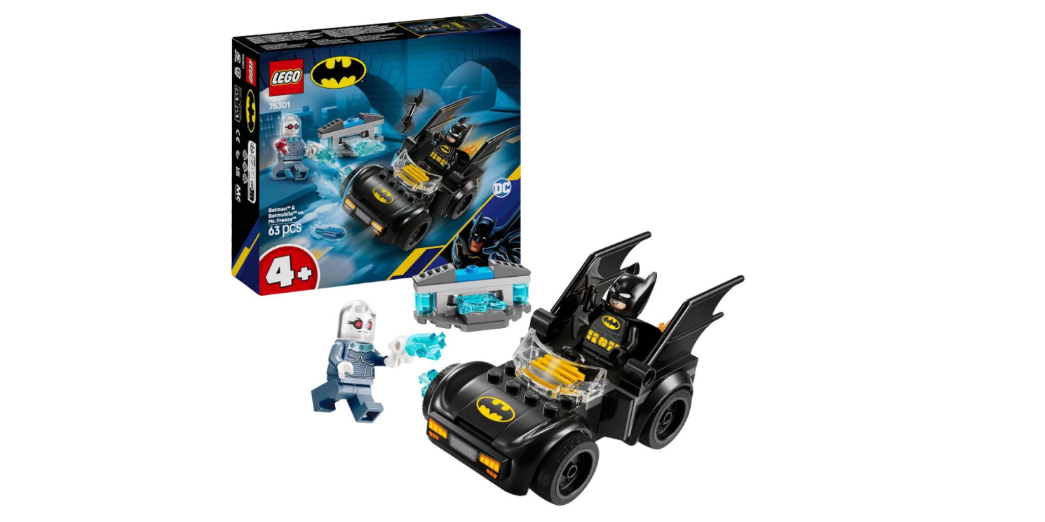LEGO® LEGO DC Batman 76301 Batman & Batmobil vs. Mr. Freeze, 2 Minifiguren Konstruktionsspielsteine, (Bauset, 63-teilig, 2 Minifiguren), 63 Teile 2 Minifiguren Starter-Brik LEGO Builder App