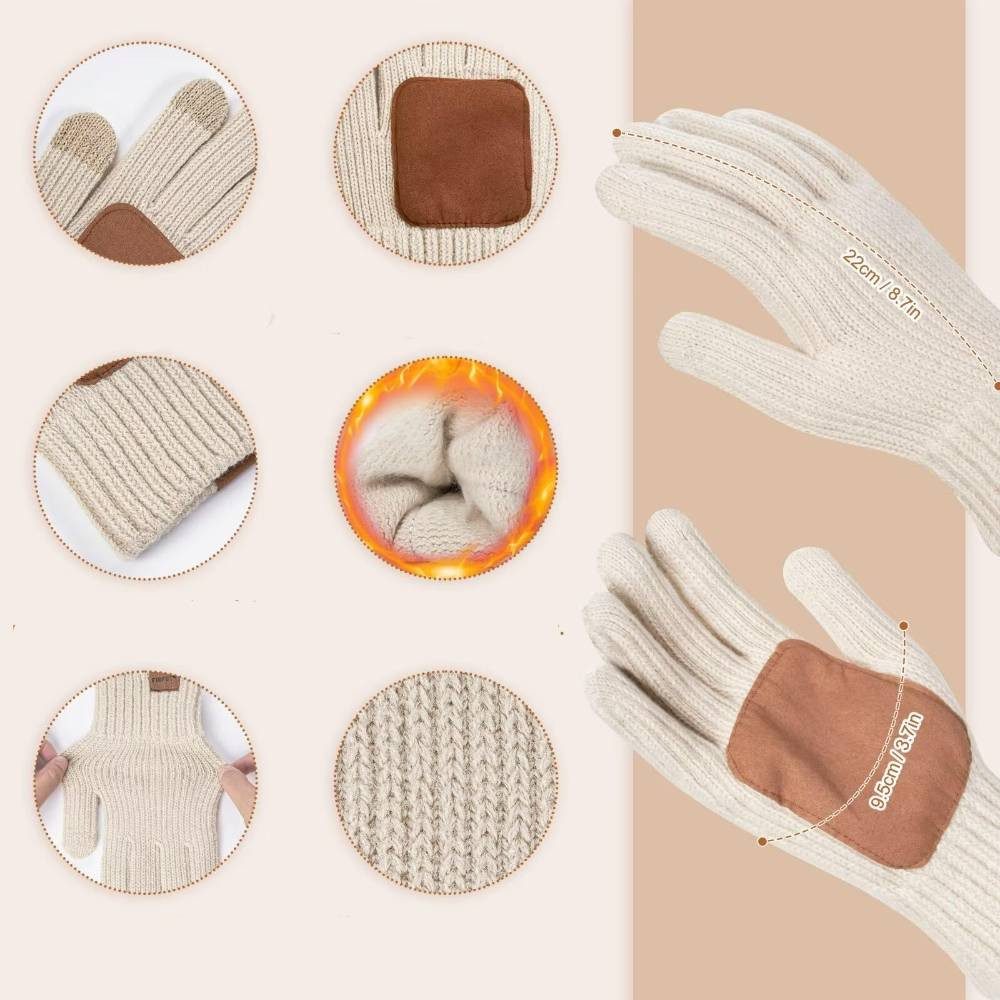 Blusmart Mütze & Schal Wintermütze, Schal und Handschuhe für Damen (Touchscreen-Handschuhe, 3-tlg., Bequem und warm) Für winterliche Outdoor-Aktivitäten wie Ski – Bild 4 von 5