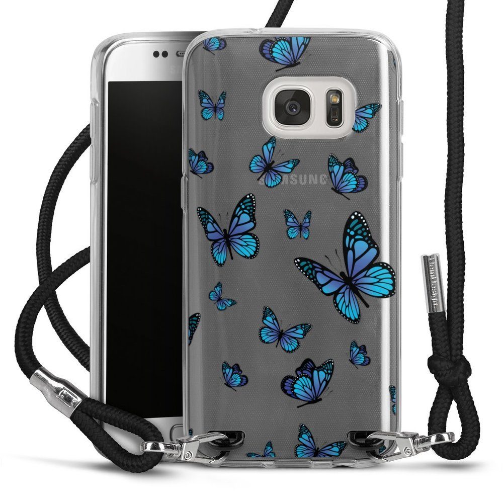DeinDesign Handyhülle Schmetterling Muster transparent Butterfly Pattern  Transparent, Samsung Galaxy S7 Handykette Hülle mit Band Case zum Umhängen