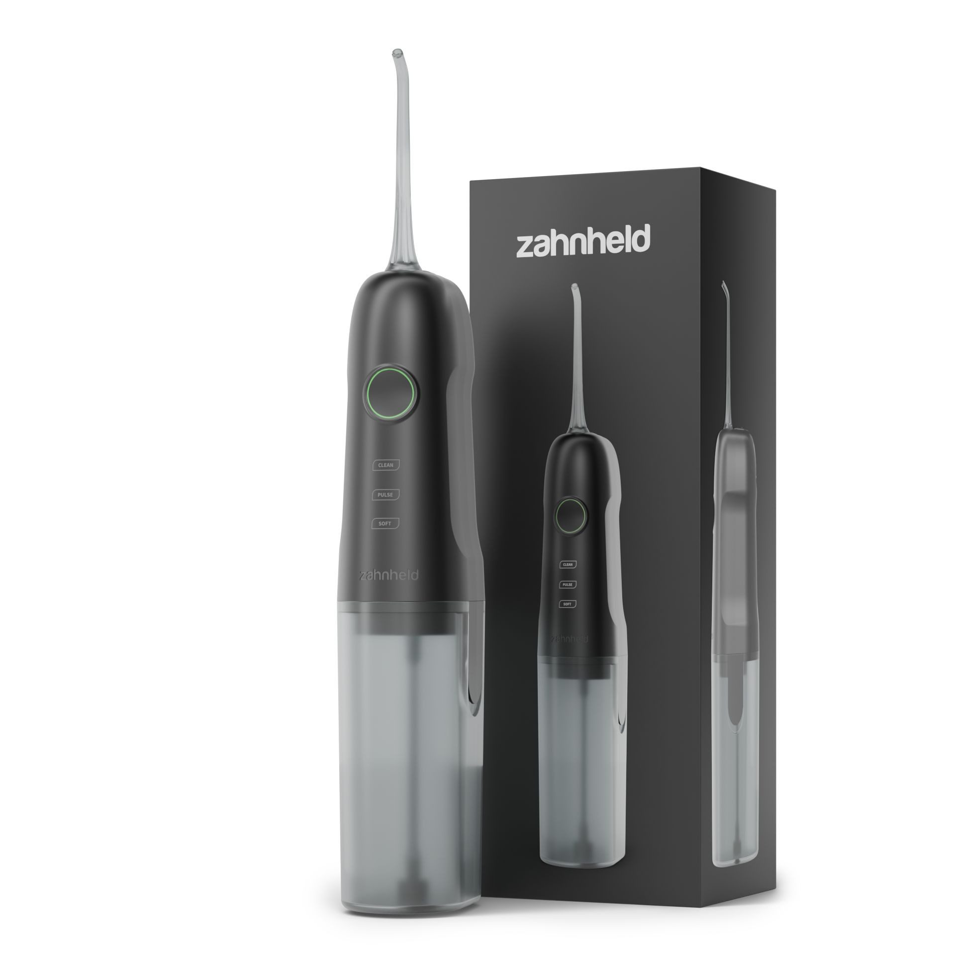 Zahnheld Munddusche Elektrische Zahndusche Aquadent für Zahnzwischenräume, Zahnpflege, Water Flosser, mit abnehmbaren Wassertank 170ml und Düse