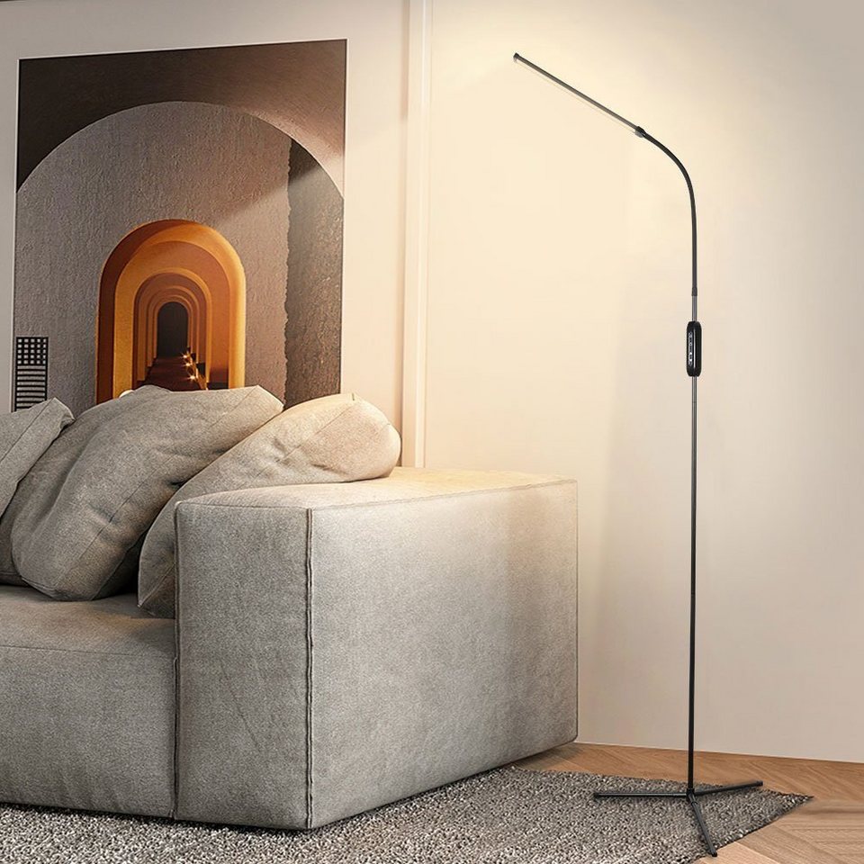 Sunicol LED Stehlampe verstellbarer Schwanenhals, dimmbar,mit  Fernbedienung, für Wohnzimmer, LED 3014SMD, weißes Licht, zum Lesen