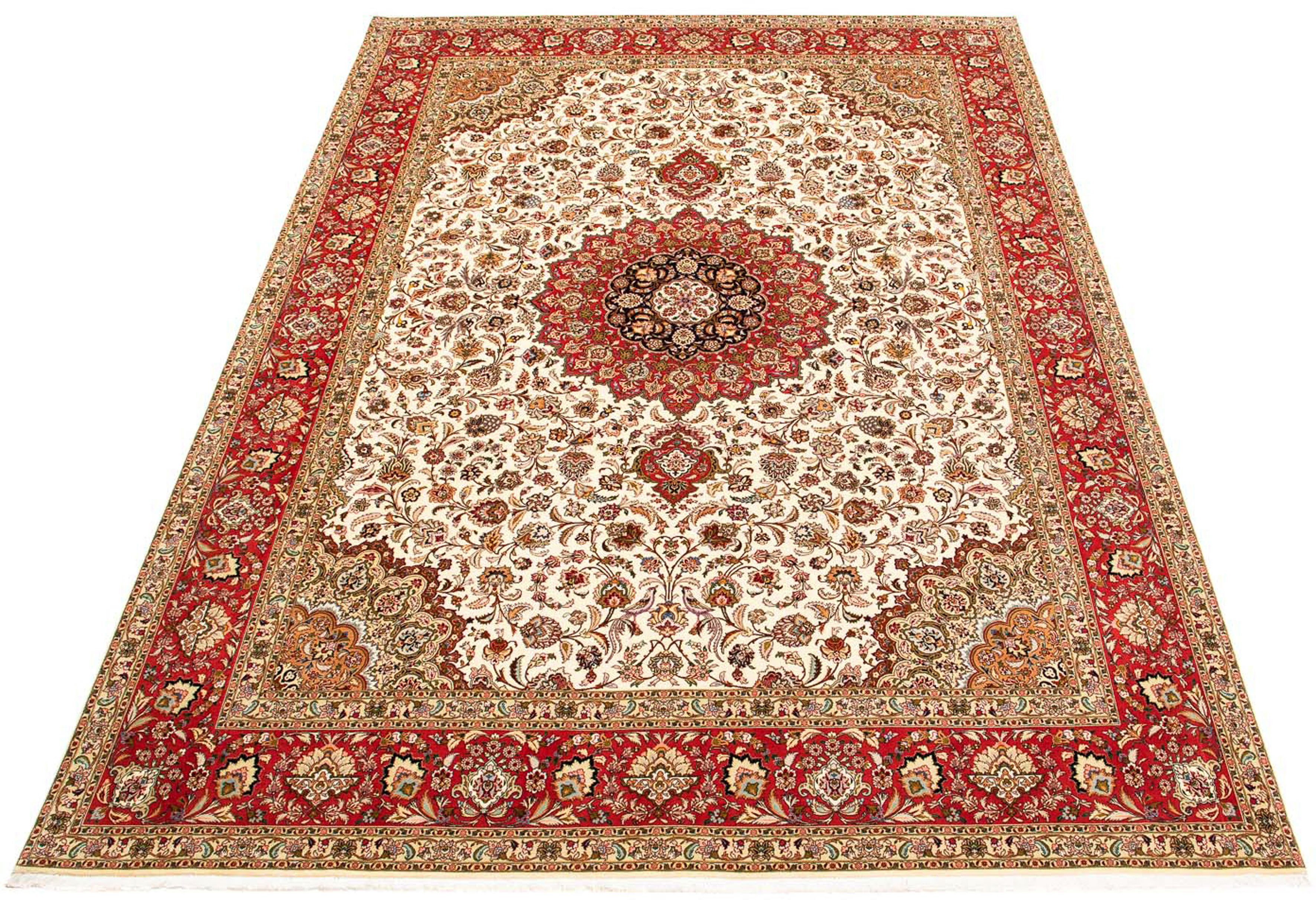 Orientteppich Perser - Täbriz - Royal - 394 x 305 cm - rot, morgenland, rechteckig, Höhe: 7 mm, Wohnzimmer, Handgeknüpft, Einzelstück mit Zertifikat