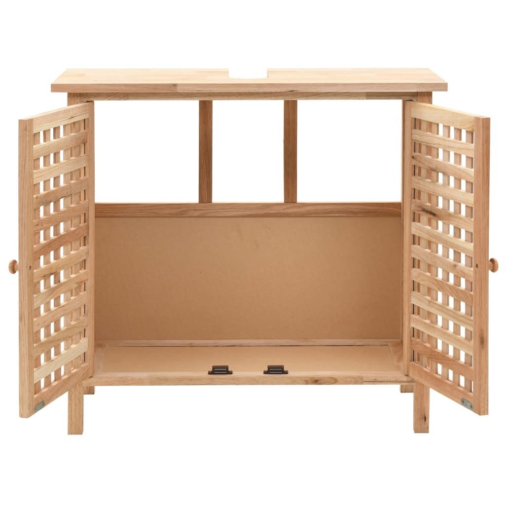 furnicato Badkommode Waschbeckenunterschrank aus Massivholz, Walnuss Finish, 66x29x61 cm