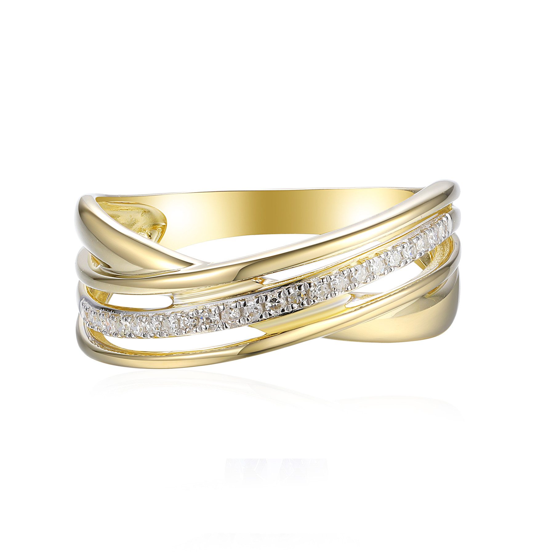 Stella-Jewellery Solitärring 585er Gelbgold Ring Fashion Diamant ca. 0,10 ct. (inkl. Etui), mit 23 Brillanten 0,10ct. - poliert
