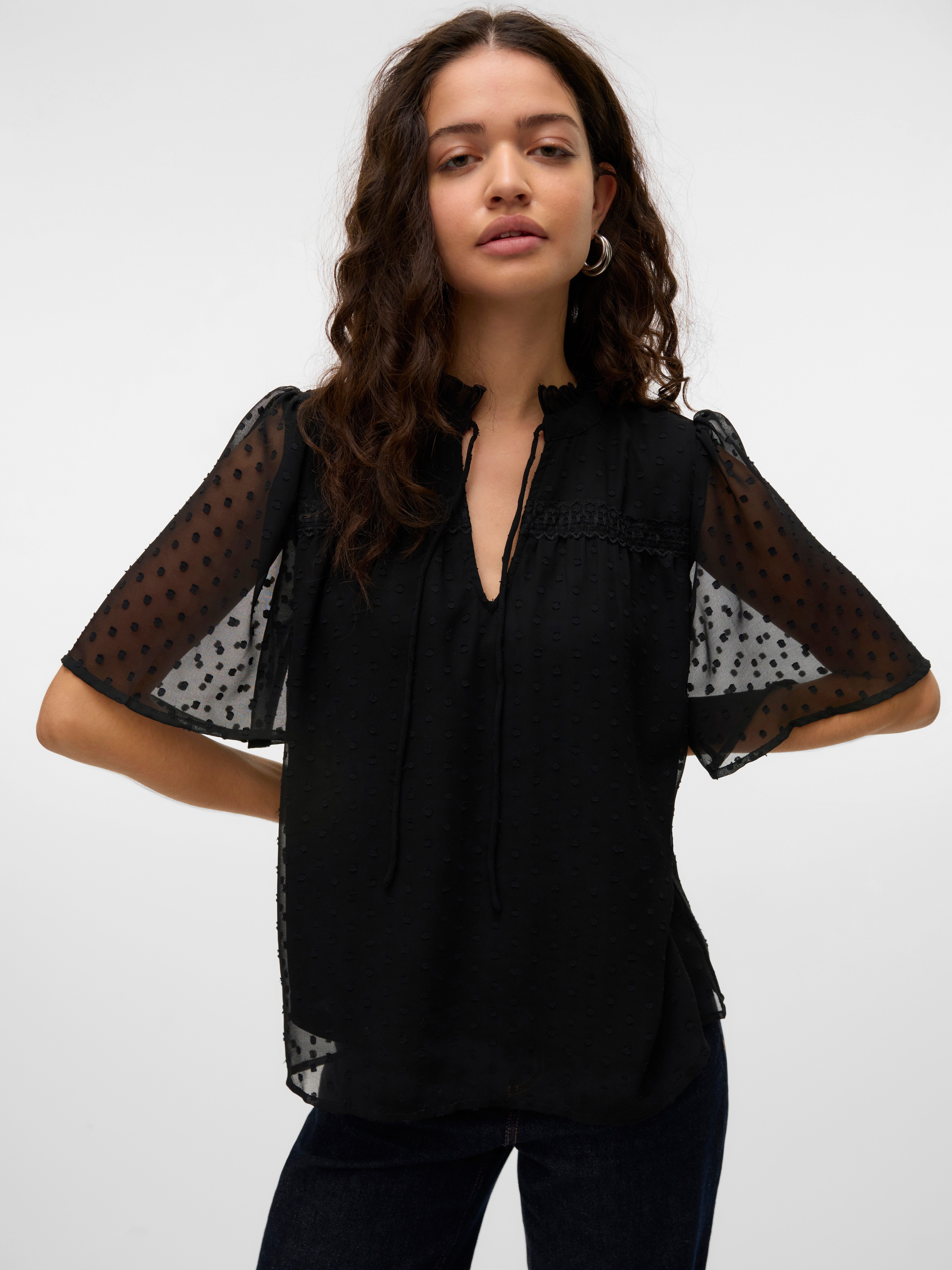 Spitzenbluse VMLEAH SS LACE TOP WVN GA NOOS