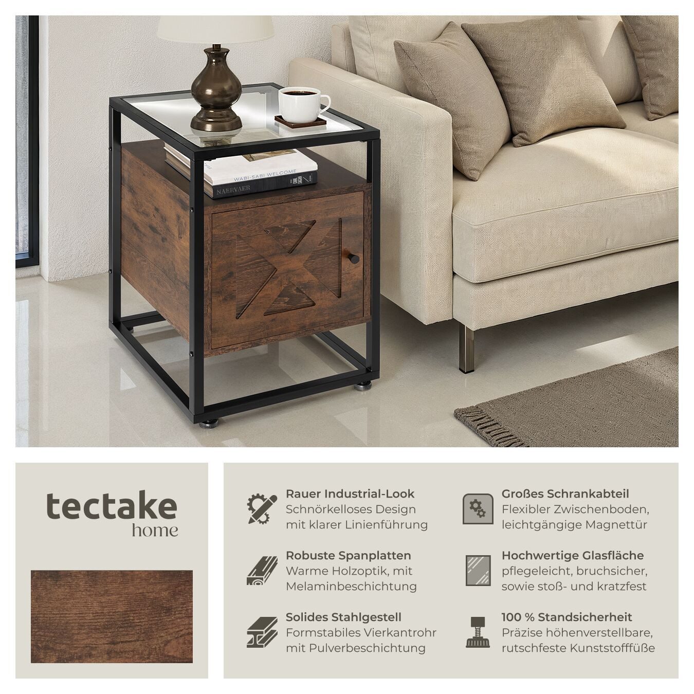 tectake Nachttisch Beistelltisch Kidderminster 40x43x60,5cm (1-St., 3 tlg), günstig online kaufen