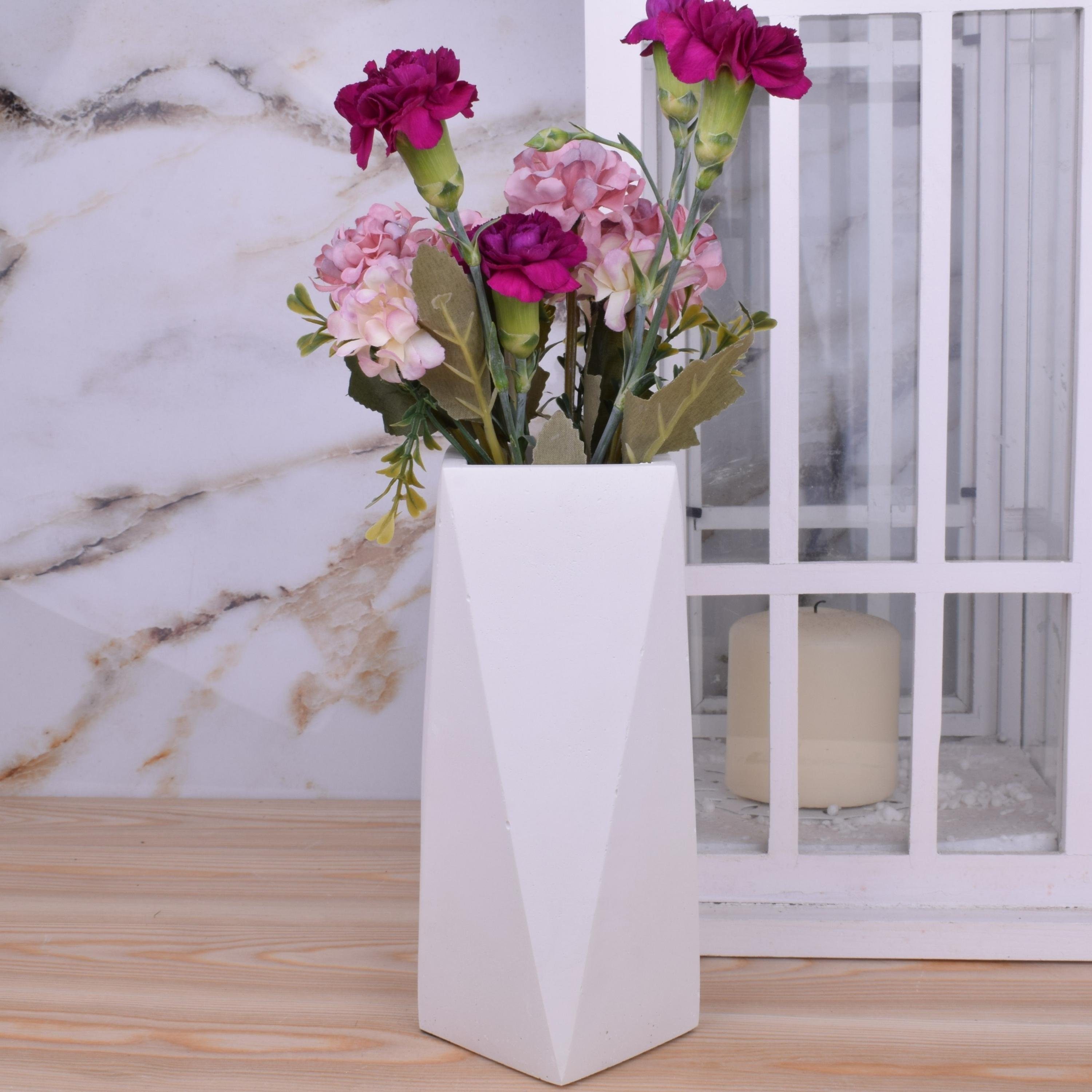 TIVENDIS Dekoschale Vase "Christine" Design aus Beton weiß