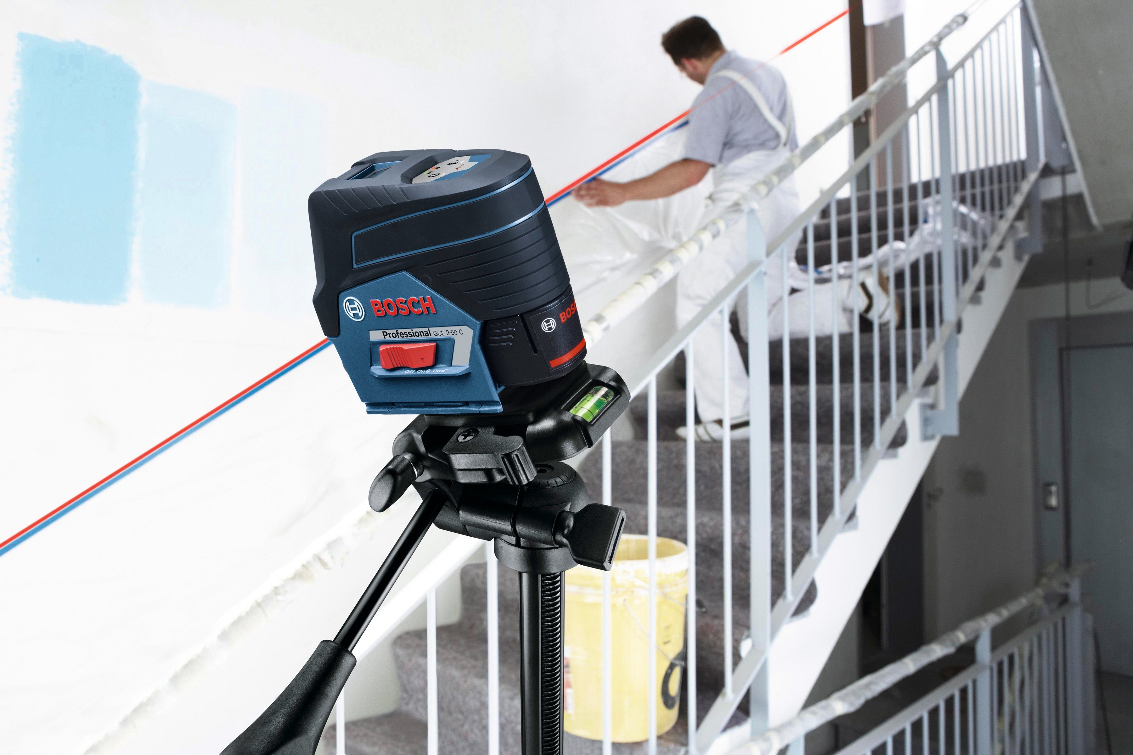 Bosch Professional Punkt- und GCL Professional 2-50 m Ø C Arbeitsbereich: Baustativ-Set, (Set), Linienlaser 20