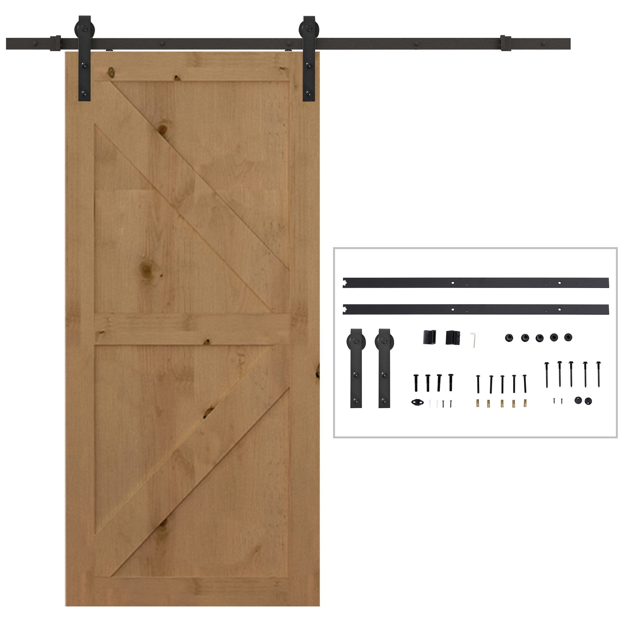 HOMCOM Türbeschlag 200 cm (Schiebetürsystem, 1 St., Schiebetüren-Beschlagsatz), aus Kohlenstoffstahl Schwarz