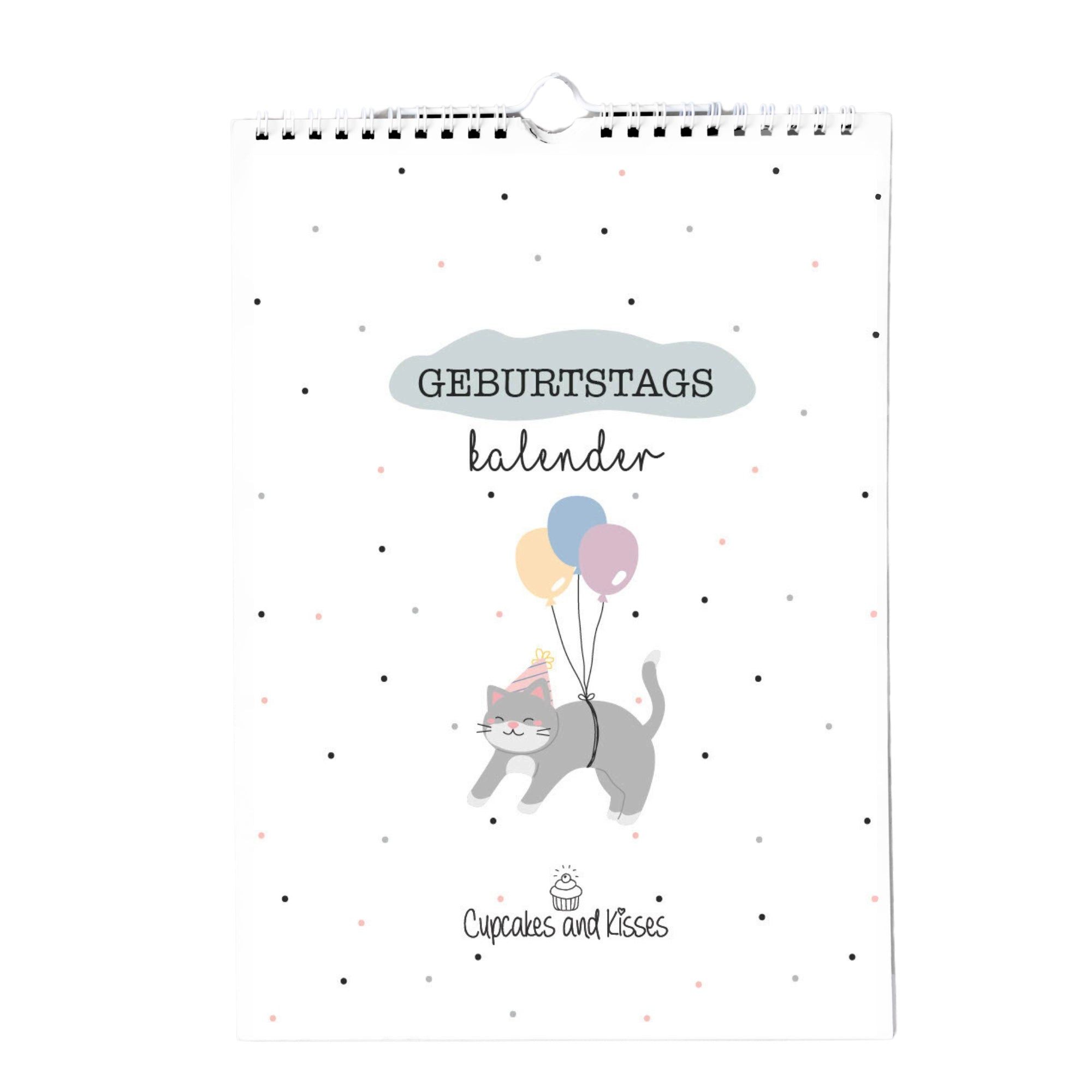 CUPCAKES & KISSES Geburtstagskalender Geburtstagskalender A4, zum Eintragen, jahresunabhängig