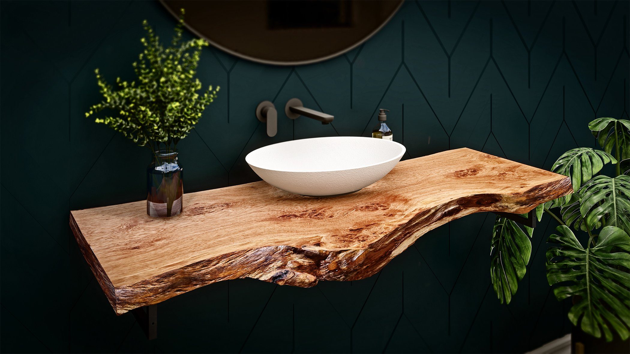 Living Oak Waschtischplatte Tischplatte Roseneiche Waschtischplatte günstig online kaufen