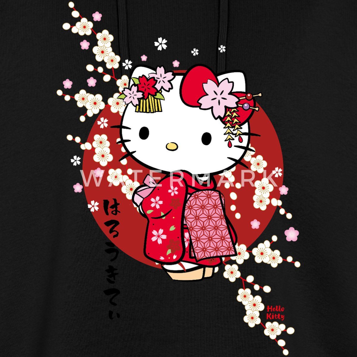 Spreadshirt Hoodie Hello Kitty Japan Kimono Kirschblüten Frauen Boxy Organi günstig online kaufen