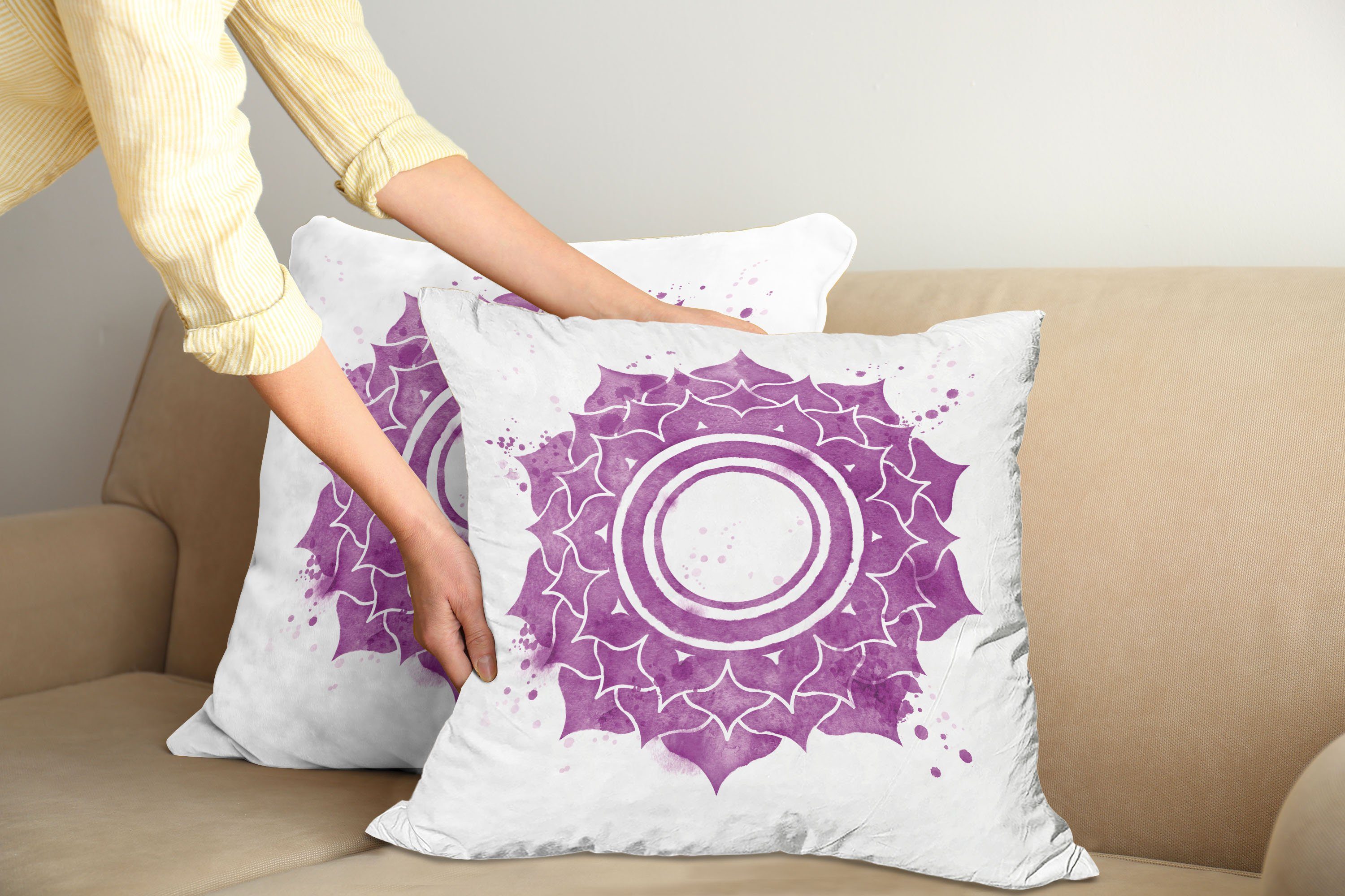 Mandala Splash Digitaldruck, Chakra Lila Stück), Accent Doppelseitiger Kissenbezüge Modern (2 Abakuhaus