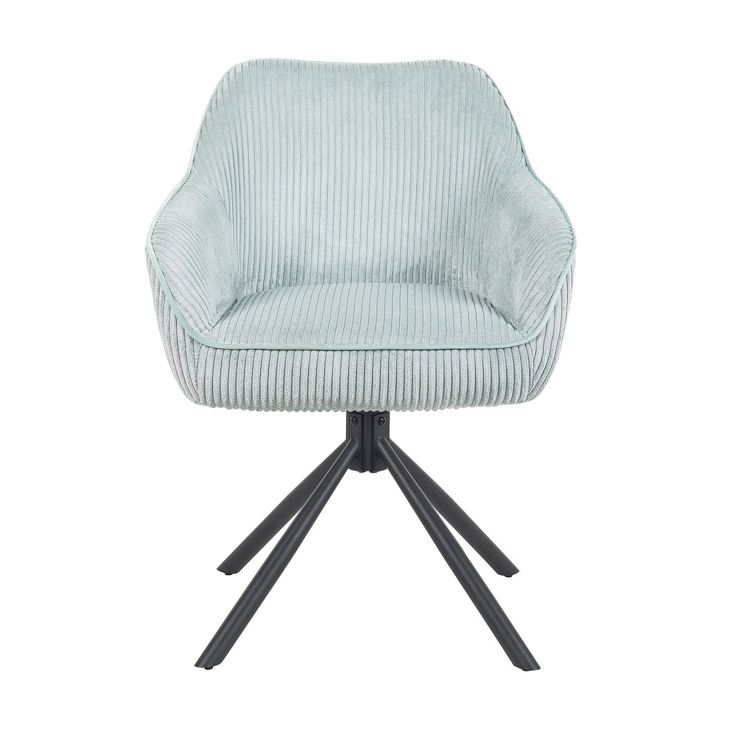 DUBI Möbel Polsterstuhl Mika-Maya, Federkern, pulverbeschichtet, 360° drehbar im 2er-Set