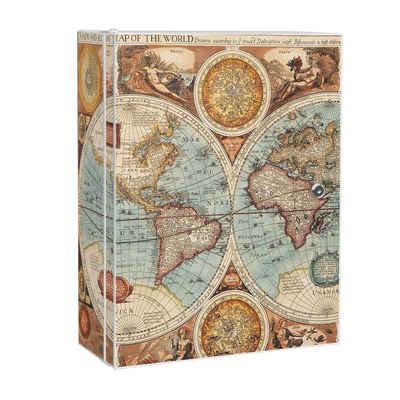 banjado Medizinschrank Stahl Historische Weltkarte (abschließbar, 3 große und 2 kleine Fächer) 35 x 46 x 15cm