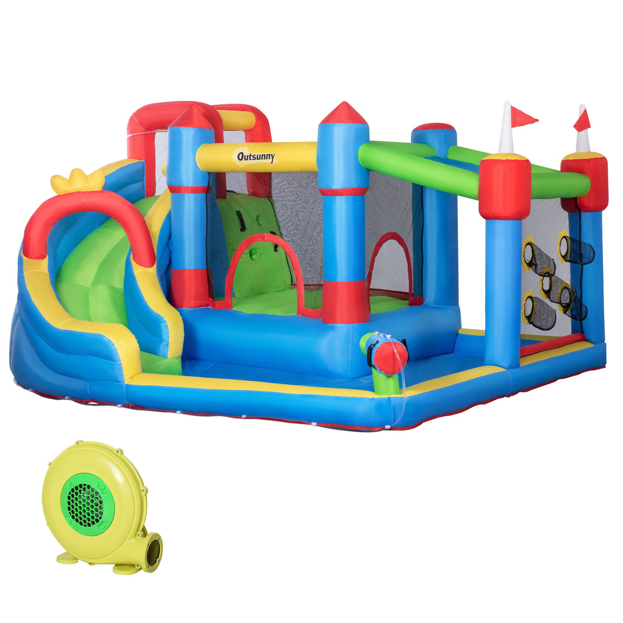 Hüpfburg mit Gebläse Wasserrutsche, Trampolin, Kletterwand, für Kinder