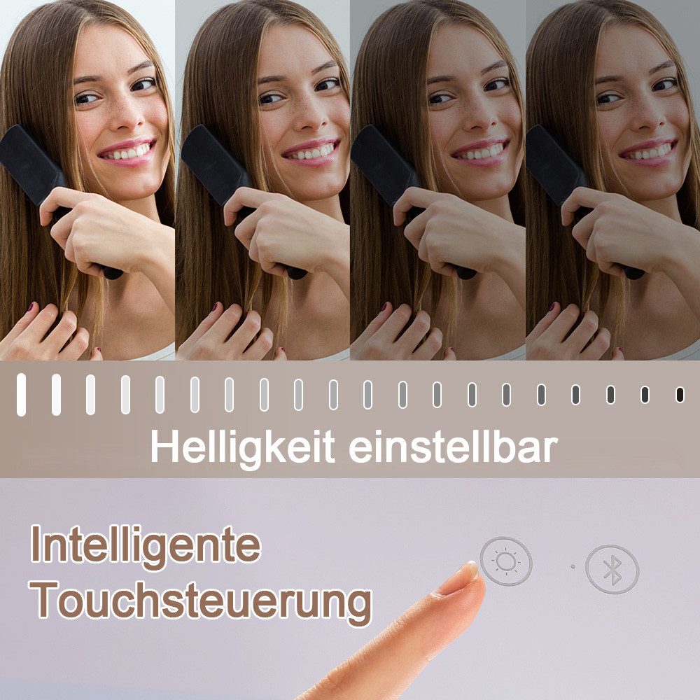 FENCHILIN Schminkspiegel mit LED-Beleuchtung und Bluetooth weiß 80/58 cm – Bild 5 von 5