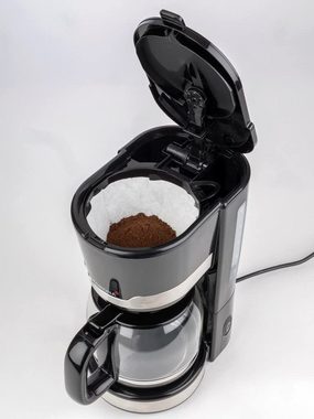 KORONA Filterkaffeemaschine Kaffeemaschine 10232, 1.5l Kaffeekanne, Permanentfilter 1x4, Kaffeeautomat mit Glaskanne, 1,5 Liter Kapazität, für 12 Tassen, 1000 Watt, Anti-Tropf-Funktion, Abschaltautomatik, Farbe: Schwarz / Edelstahl