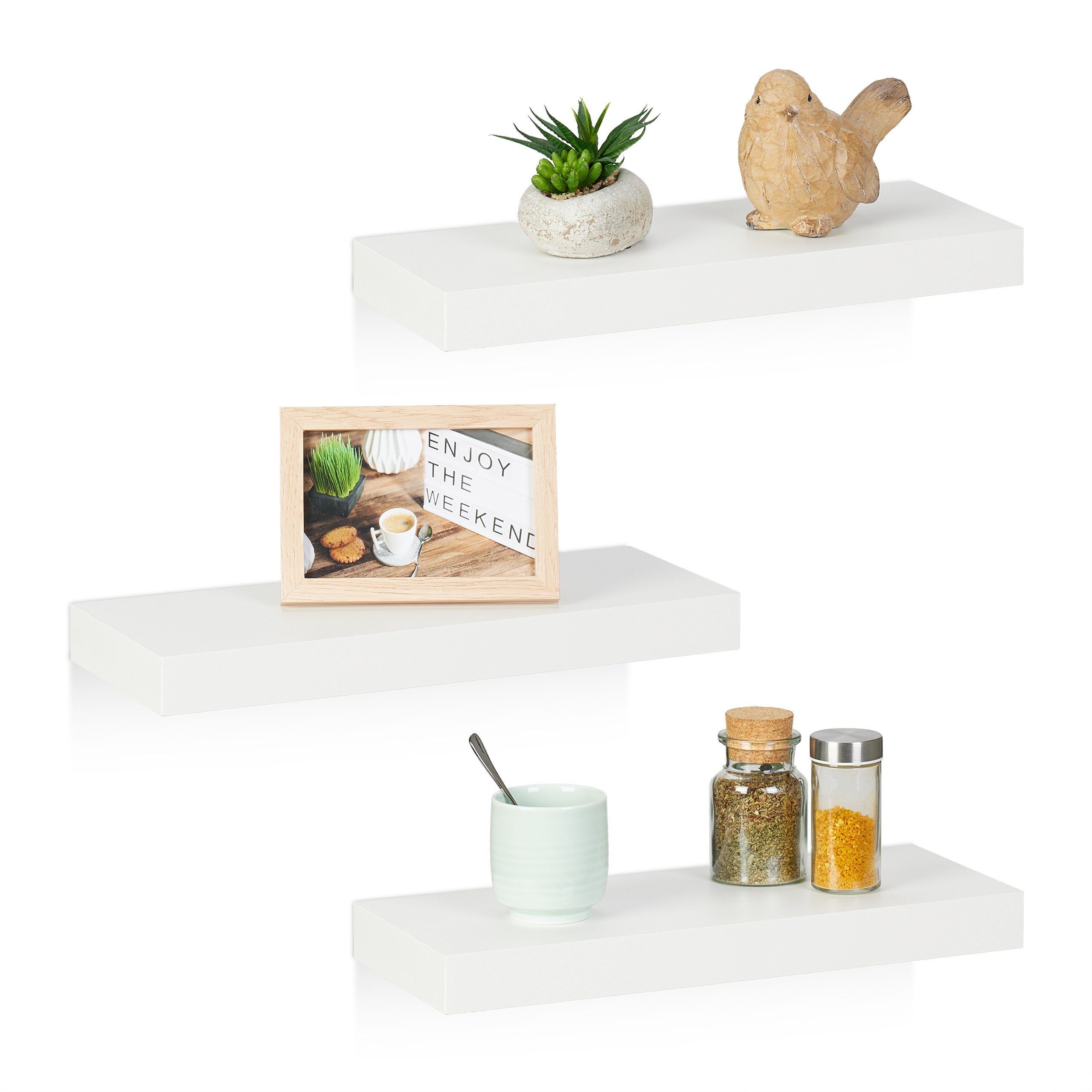 relaxdays Wandregal Weißes Wandregal im 3er günstig online kaufen