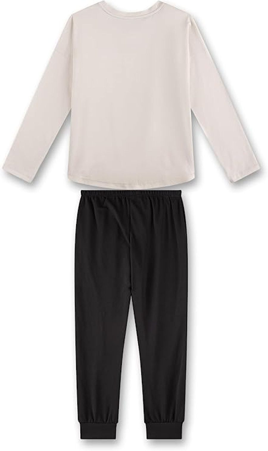 Sanetta Pyjama Sanetta Mädchen Schlafanzug Pyjama lang self-confident beige dunkelgra (2 tlg)