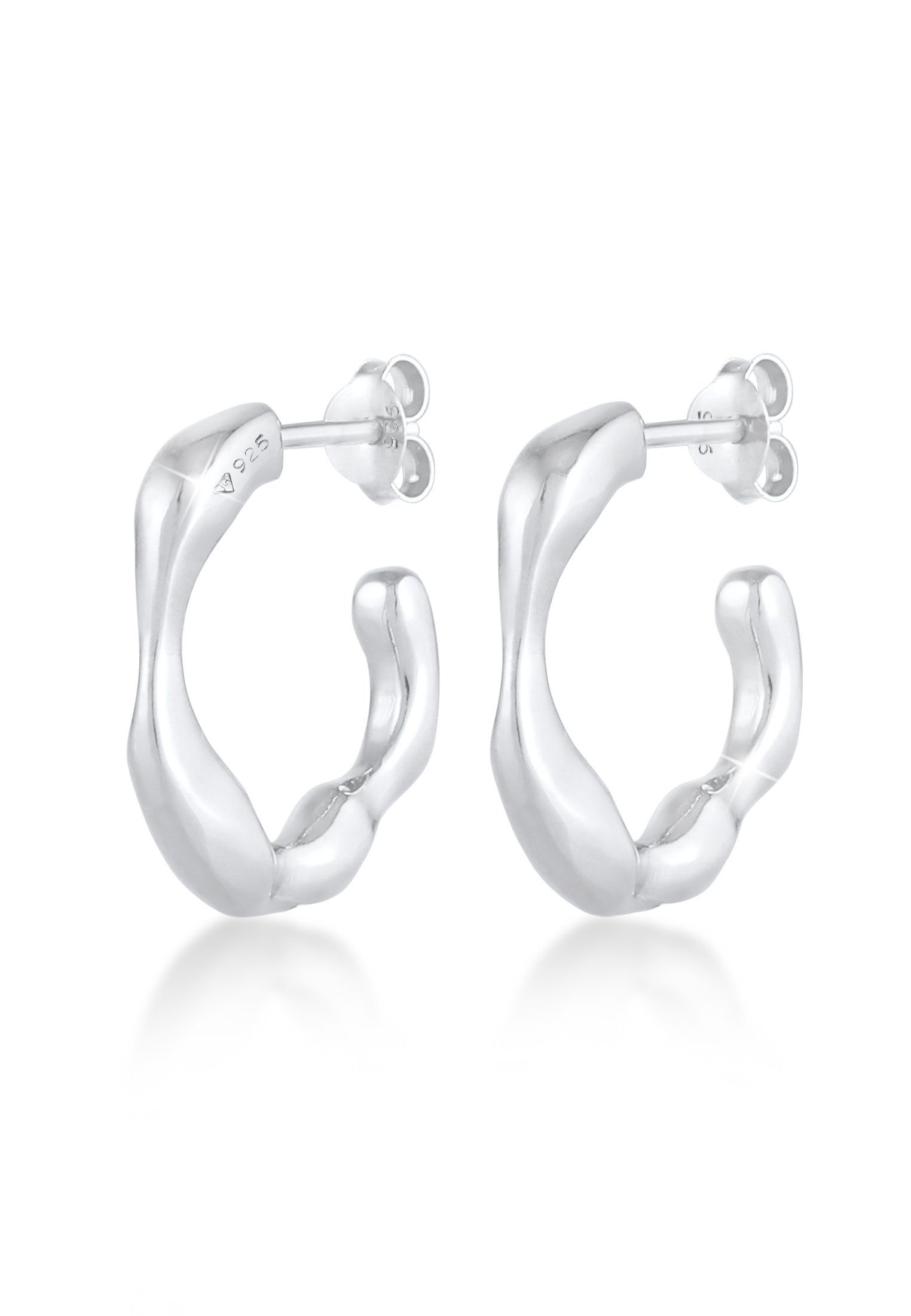 Paar Ohrstecker Creolen Stecker Organic Look 925 Silber