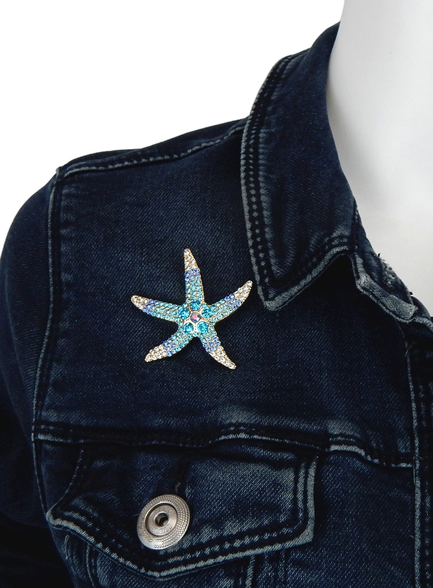 Ella Jonte Brosche, Seestern gold blau Strasssteine maritime Glitzer Zierna günstig online kaufen