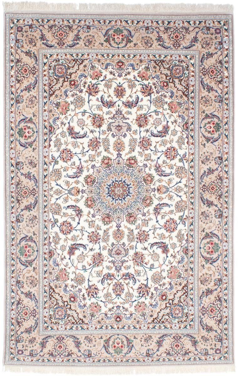 Orientteppich Isfahan Seidenkette 144x229 Handgeknüpfter Orientteppich, Nain Trading, rechteckig, Höhe: 6 mm