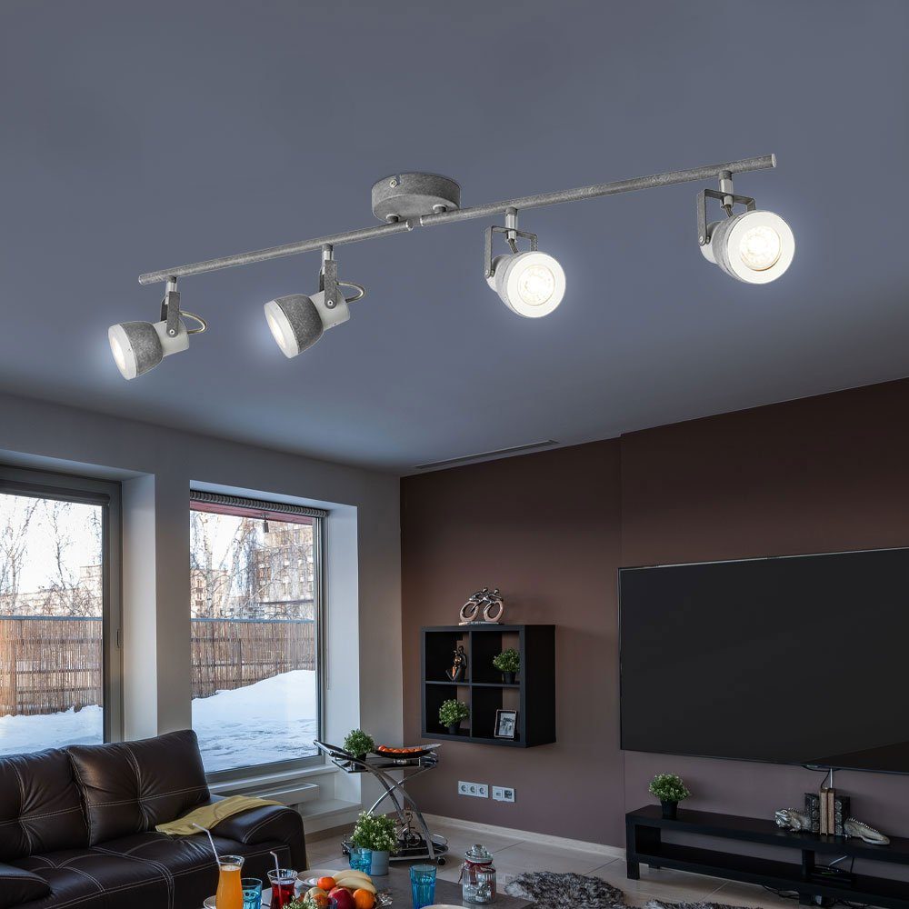LED grau etc-shop 4 Deckenstrahler schwenkbar Warmweiß, Deckenleuchte, inklusive, Flammig Deckenlampe Leuchtmittel