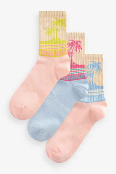 Next Kurzsocken Gerippte Socken mit Fußgewölbestütze im 3er-Pack (1-Paar)