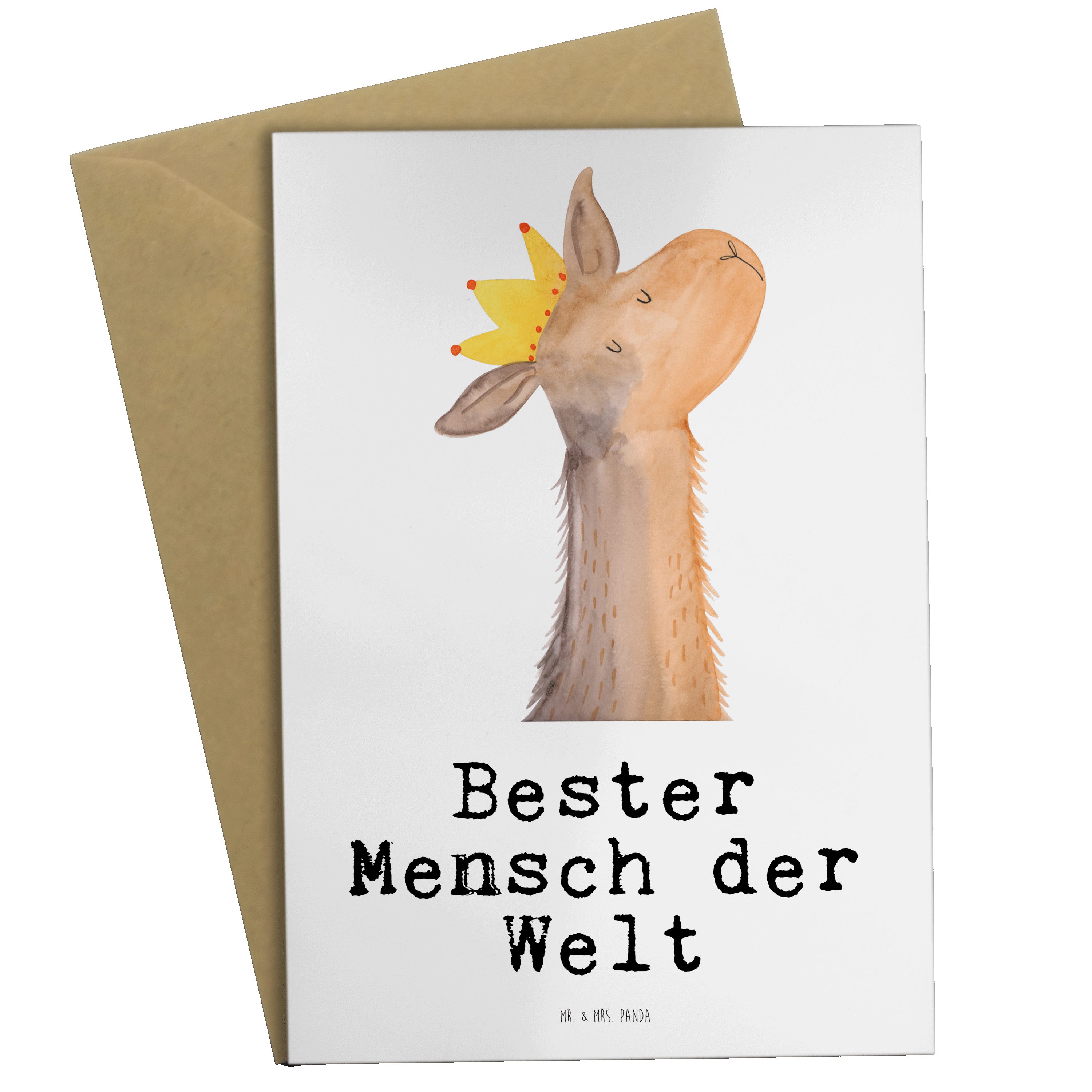 Welt - Geschenk, Grußkarte Panda & Hoch Geburtstagskarte, Bester Lama Mrs. der Mr. Weiß - Mensch