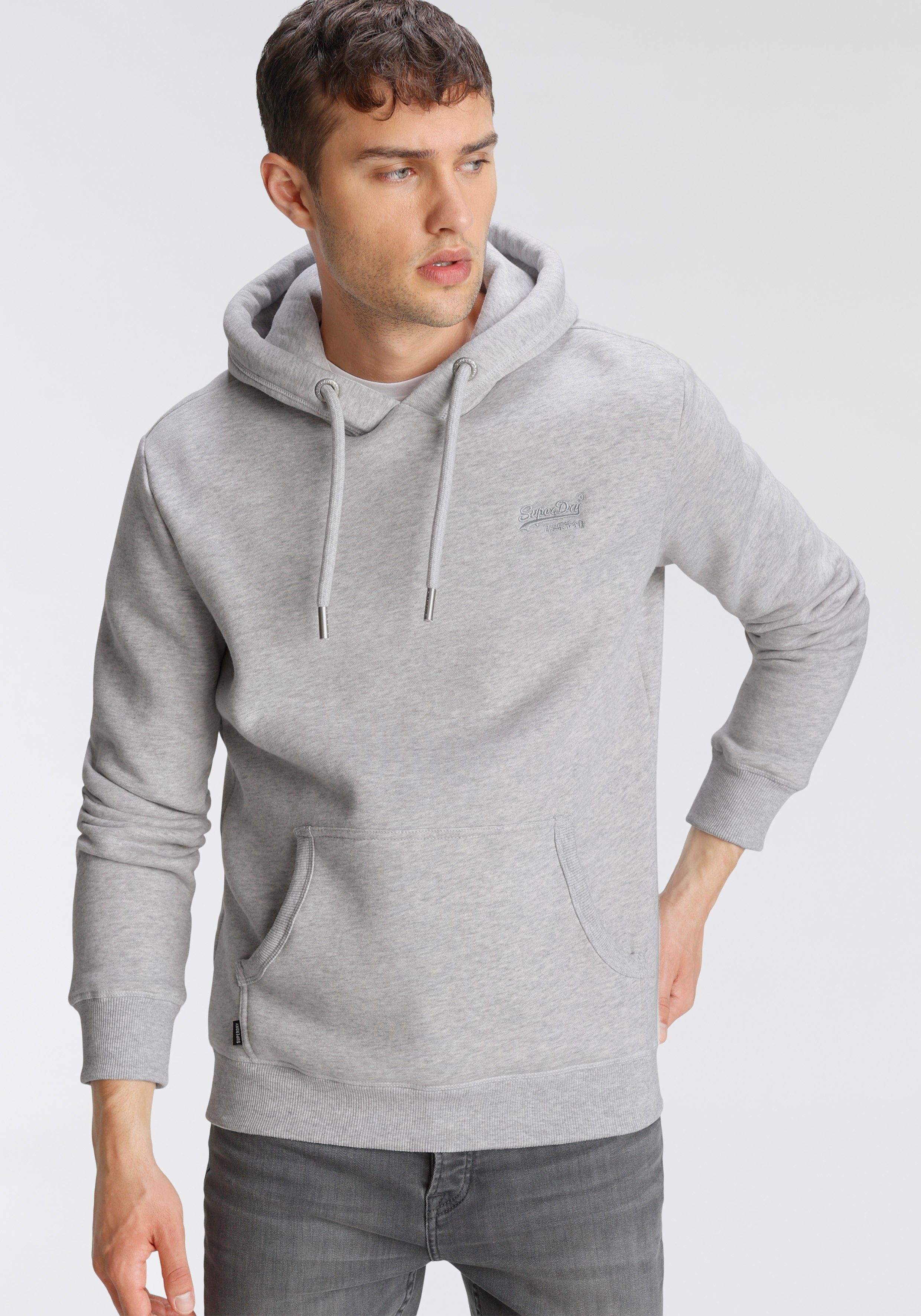 Superdry Kapuzensweatshirt LOGO EMB HOOD marl grey