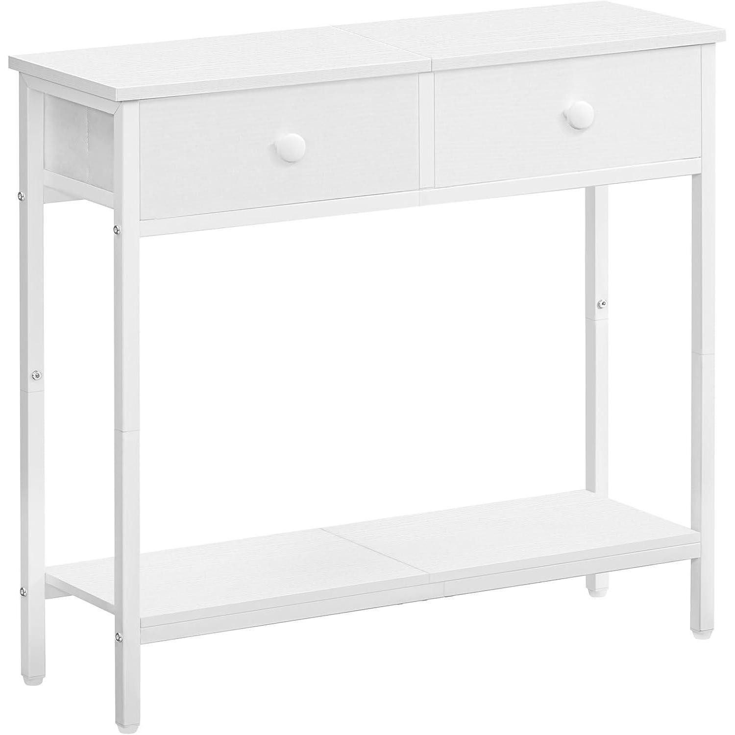 LuxusKollektion Konsolentisch Konsolentisch 75cm 2 Stoffschubladen Industriestil Flur Weiß