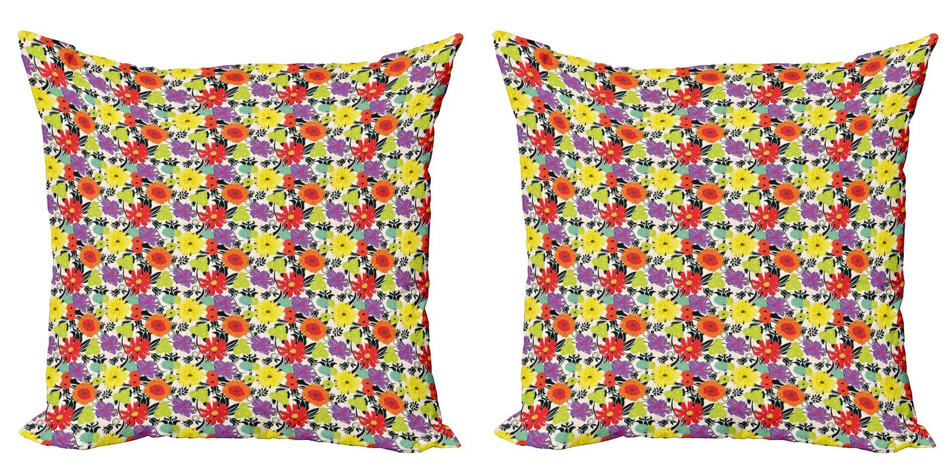 Kissenbezüge Modern Accent Doppelseitiger Digitaldruck, Abakuhaus (2 Stück), Garten-Kunst Hand gezeichnete Blütenblätter Natur