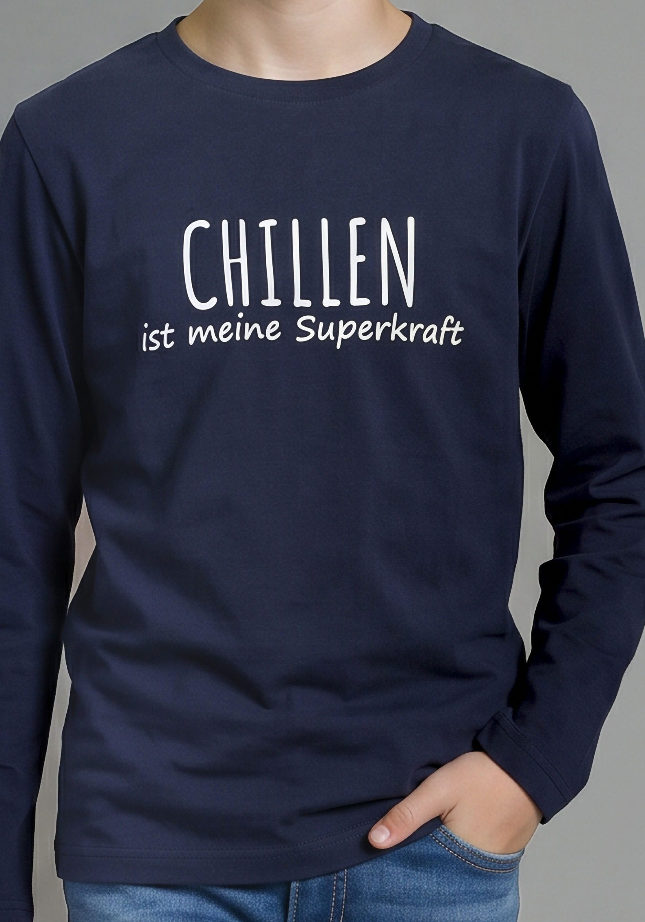 KIDSWORLD Langarmshirt Sprücheshirt: CHILLEN ist meine Superkraft Sprücheshirt im modischem Stil – Bild 2 von 5