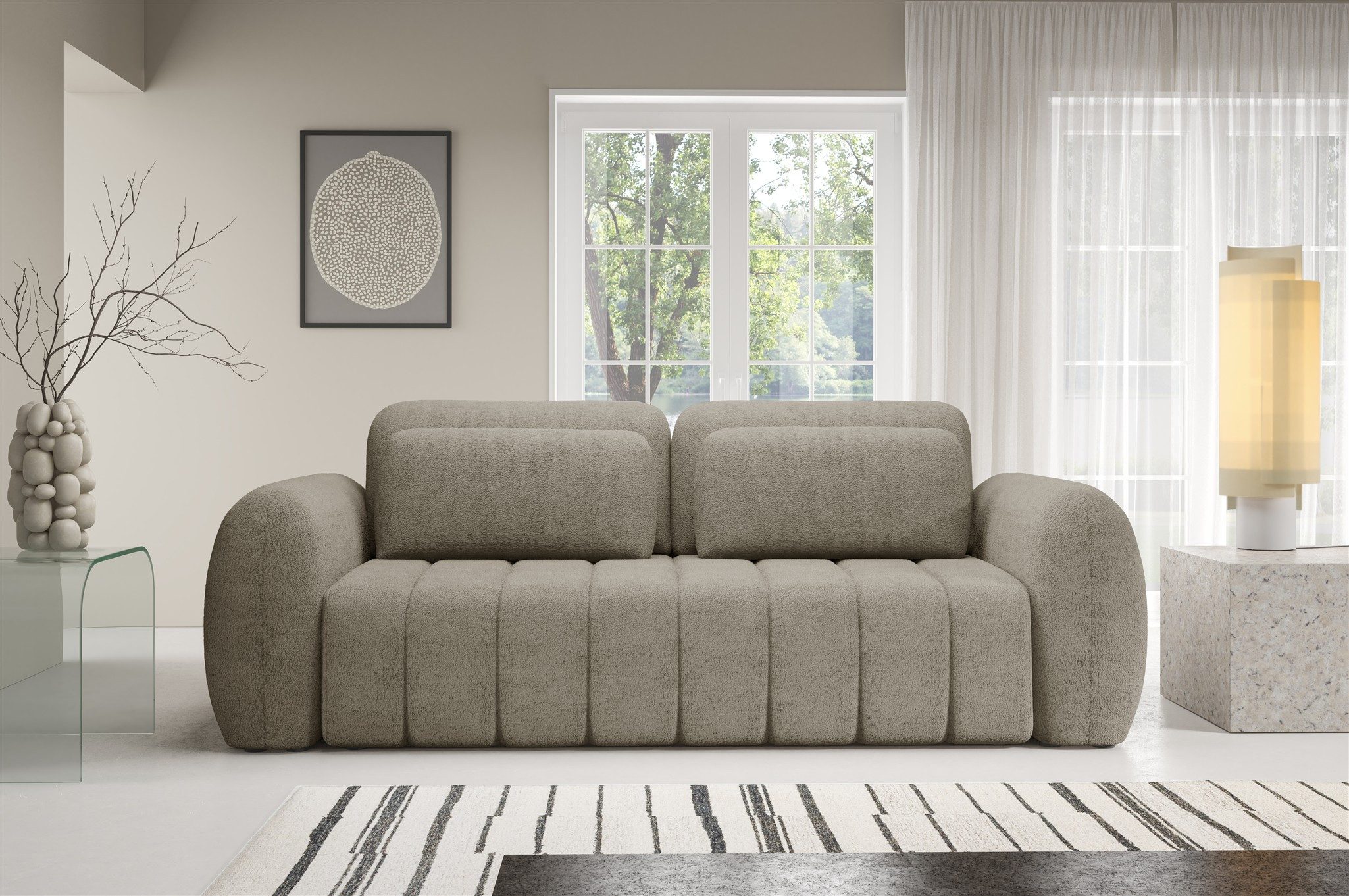 Fun Möbel 3-Sitzer Schlafsofa FUN BORJA Sofa in Stoff Quelle, inkl. Bettkasten, 2 Zierkissen und 2 Rückenkissen, ausziehbare Liegefläche