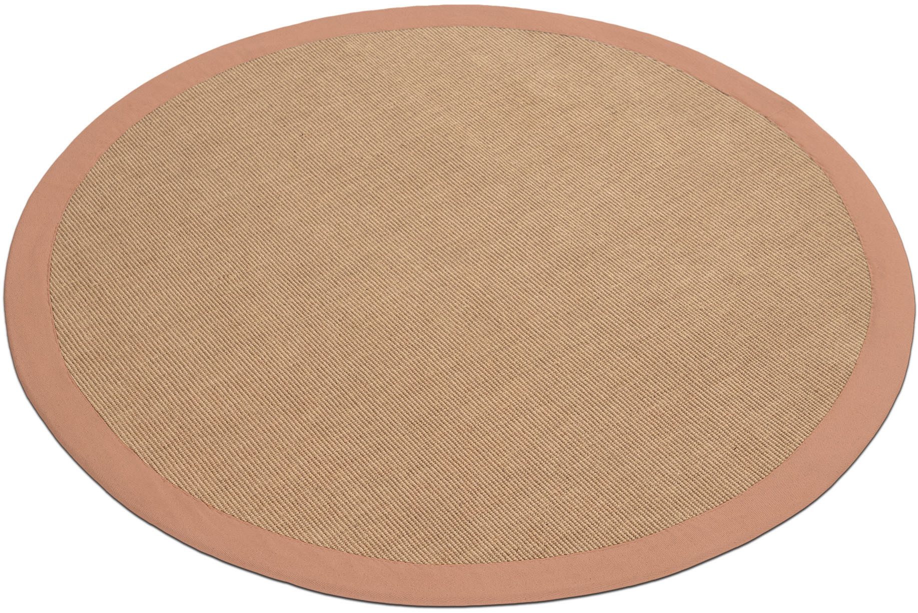 carpetfine Sisalteppich Sisal, rund, Höhe: 5 mm, mit farbiger Bordüre, Anti-Rutsch Rückseite