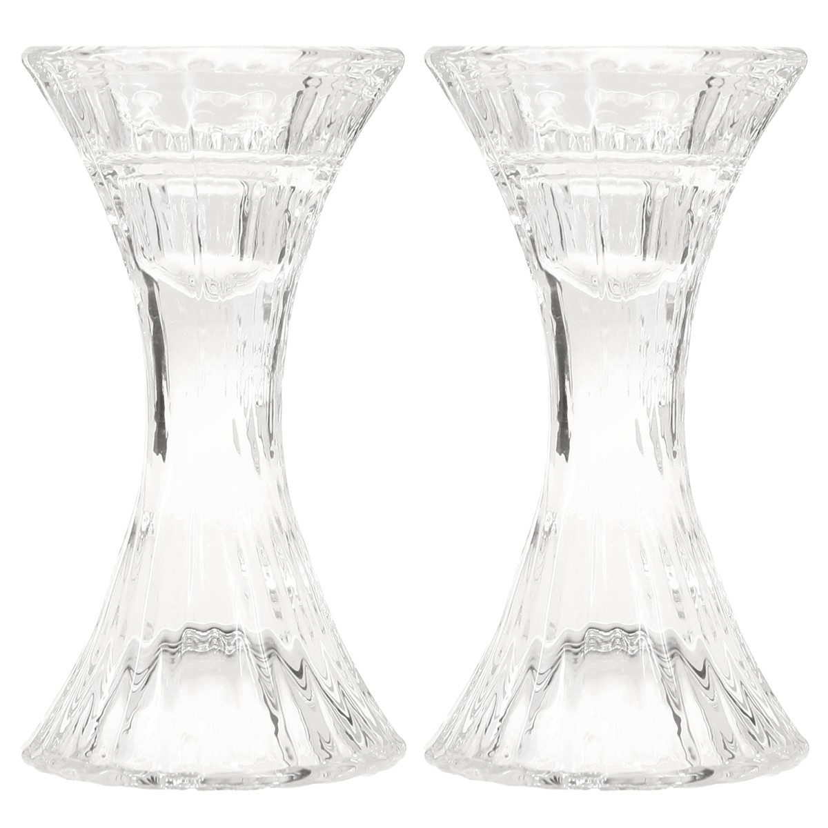 Kaemingk Kerzenhalter Kerzenhalter Glas Rund Kristall Stabkerzenhalter 7cm 13cm 2er, 2 Stück