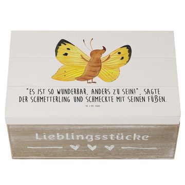 Mr. & Mrs. Panda Dekokiste 19 x 12 cm Schmetterling Zitronenfalter - Weiß - Geschenk, Holzkiste, (1 St), Einschlagscharniere