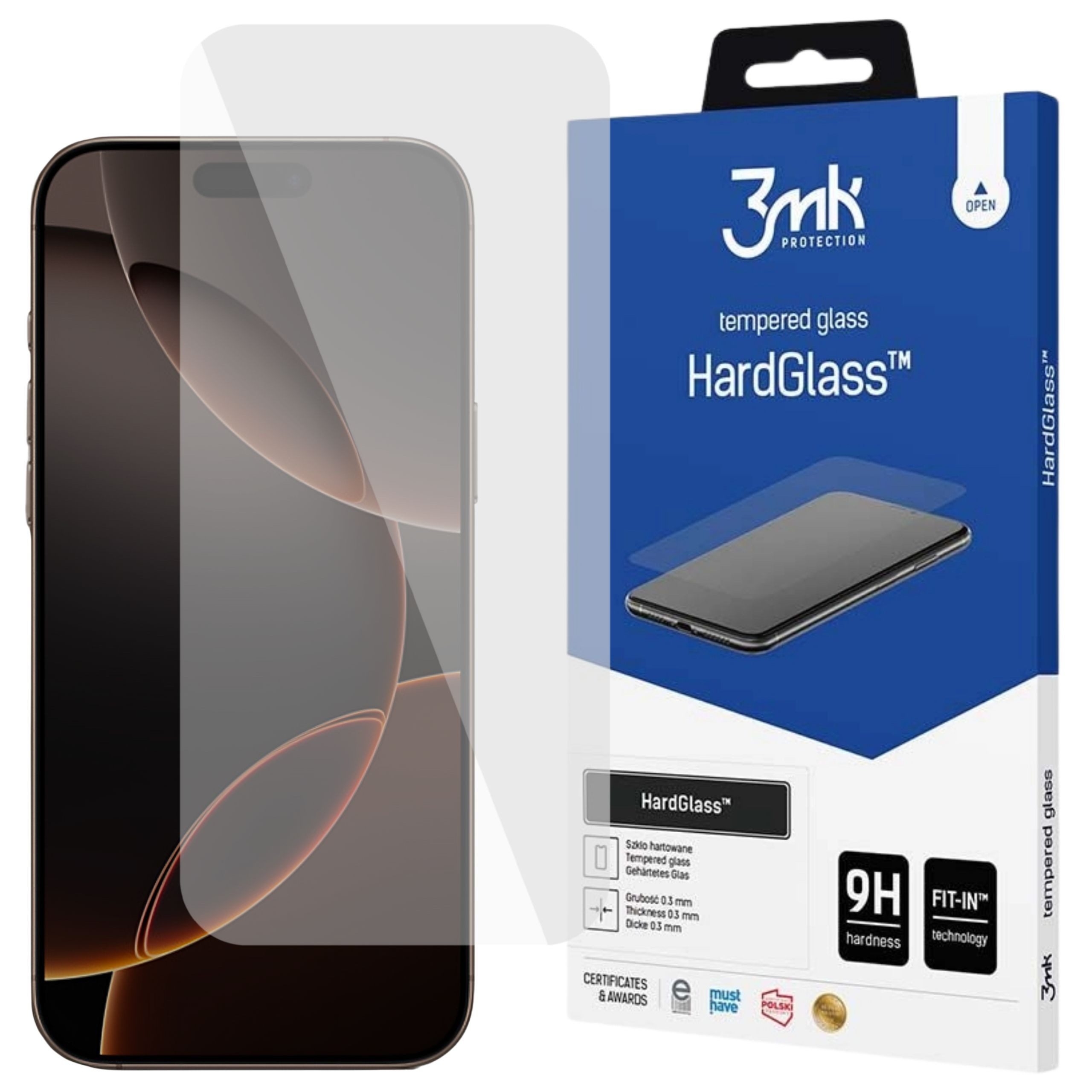 3MK Displayschutzglas Bruchsicheres Glas für iPhone 16/17 Pro Max 0,3 mm – HardGlass 3mk