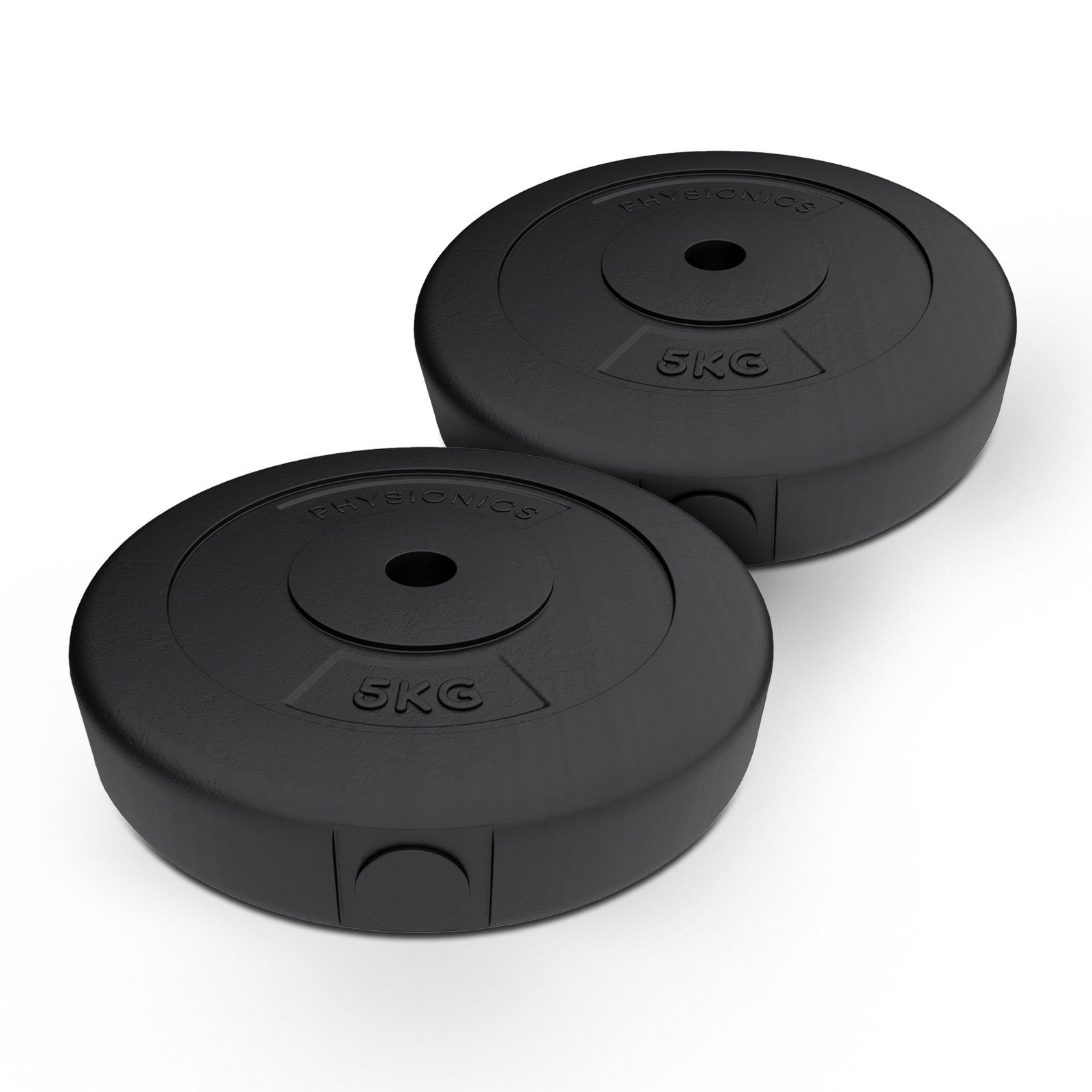 Physionics Hantelscheiben Hantelscheiben - 2er Set(2.5/5/10/15 kg), Ø 30 mm, Kunststoff, Schwarz