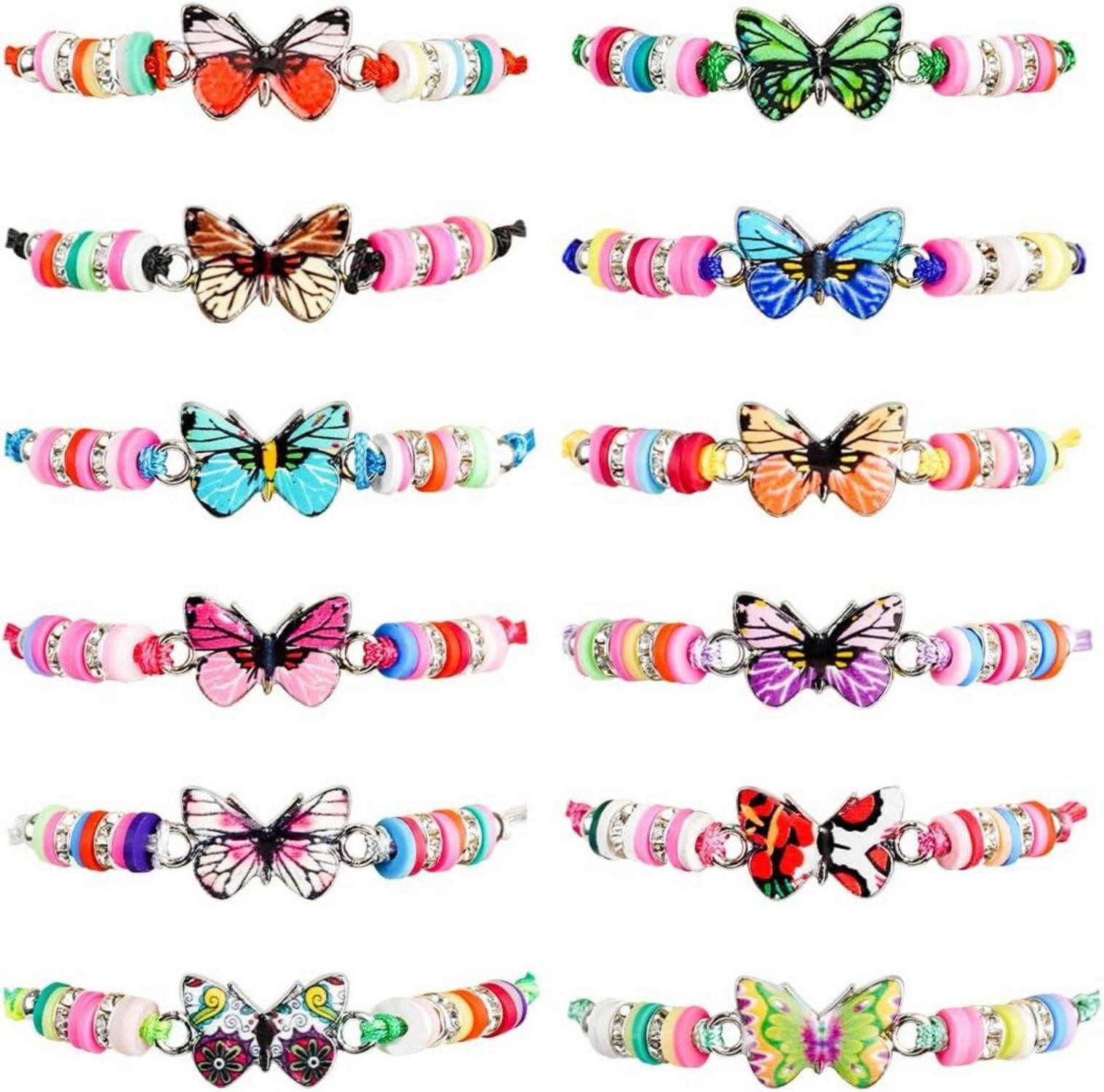 Dekohänger 12er Set Schmetterling Freundschaftsarmbänder für Kinder, verstellbare