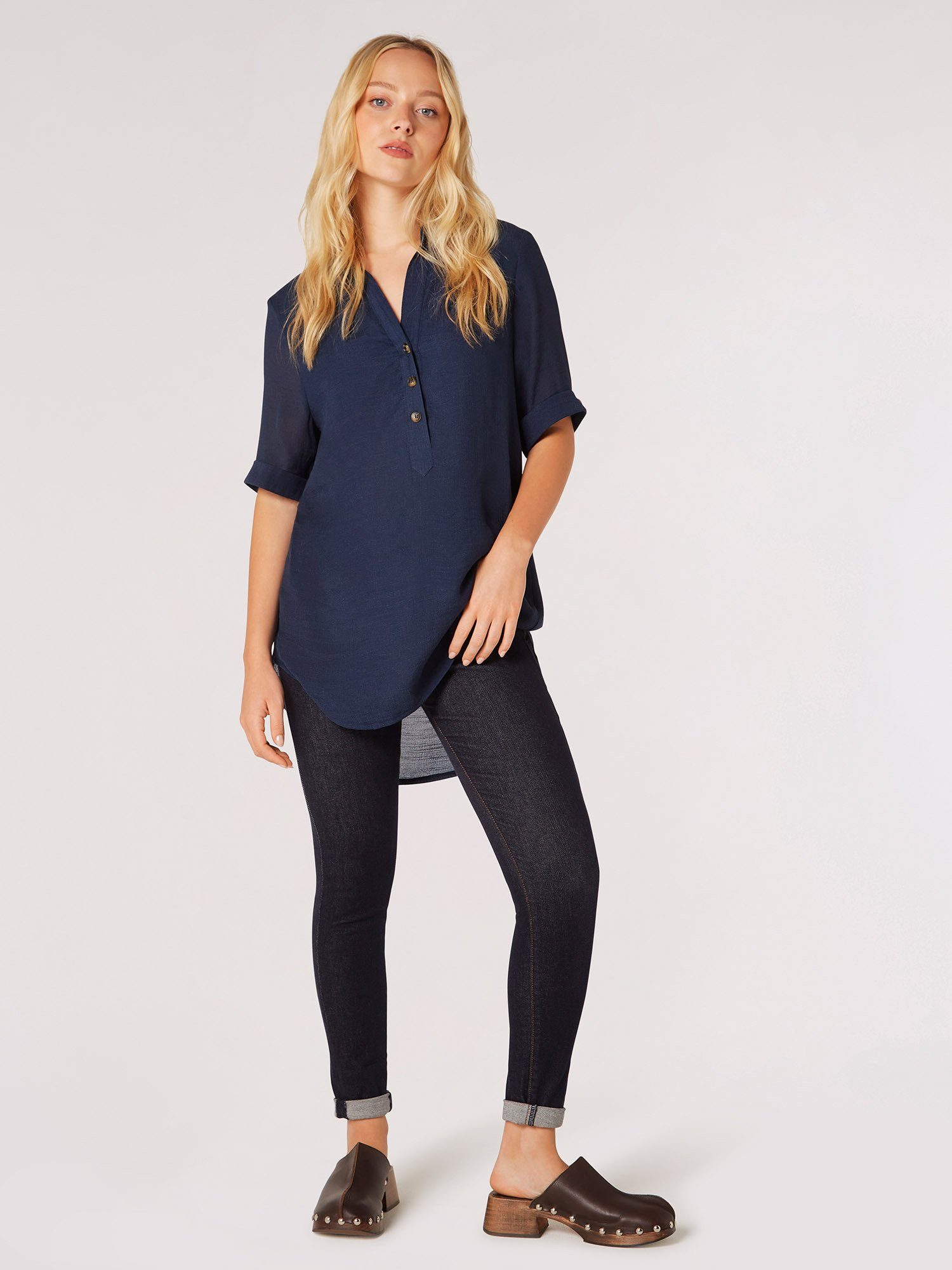 Apricot Klassische Bluse Slub Shimmer Turn günstig online kaufen