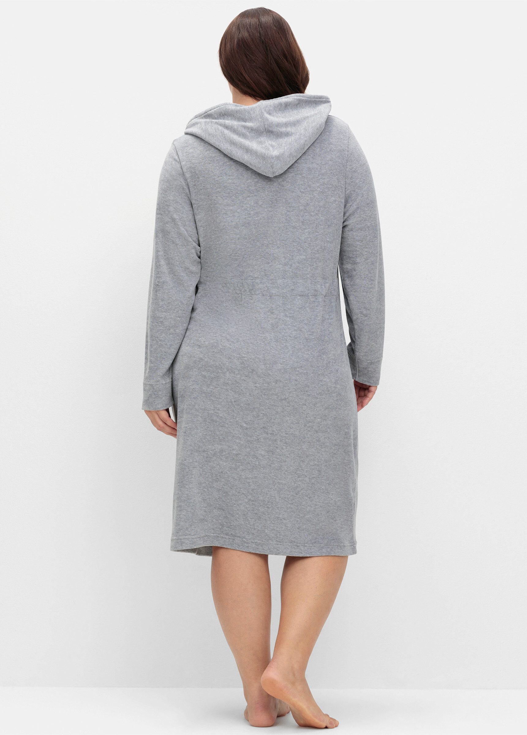 Sheego Damenbademantel Bademantel ., Länge ca. 110 cm, Baumwolle, Bindeband günstig online kaufen