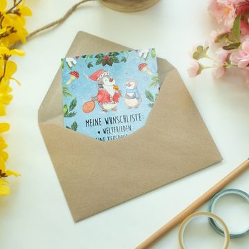 Mr. & Mrs. Panda Grußkarte Pinguin Wunschliste - Eisblau - Geschenk, Advent, Grußkarte, Karte, W, Matte Innenseite