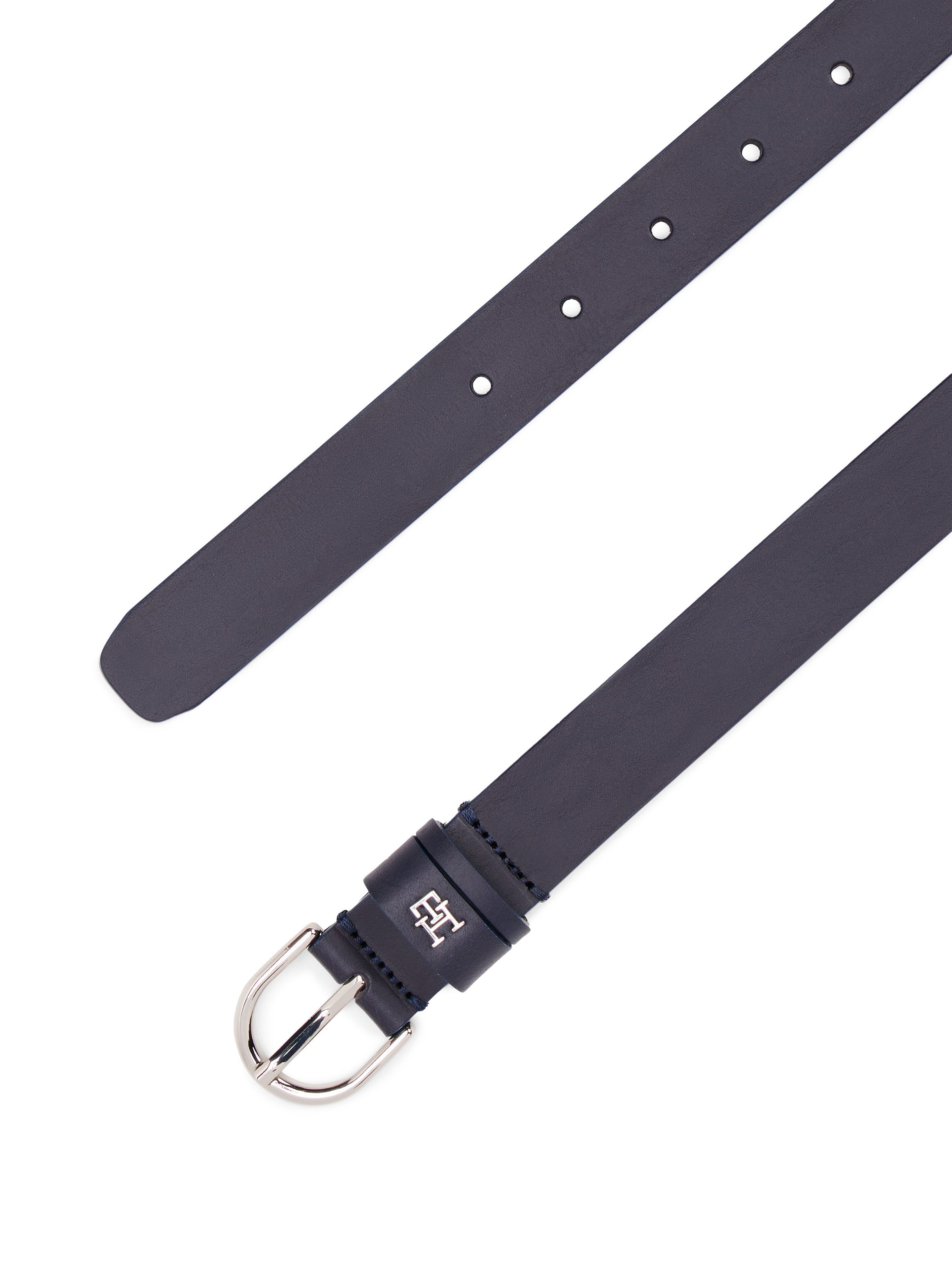 Tommy Hilfiger Ledergürtel ESSENTIAL EFFORTLESS 2.5 cm breit SILVER Einfachdornschließe, Metallemblem