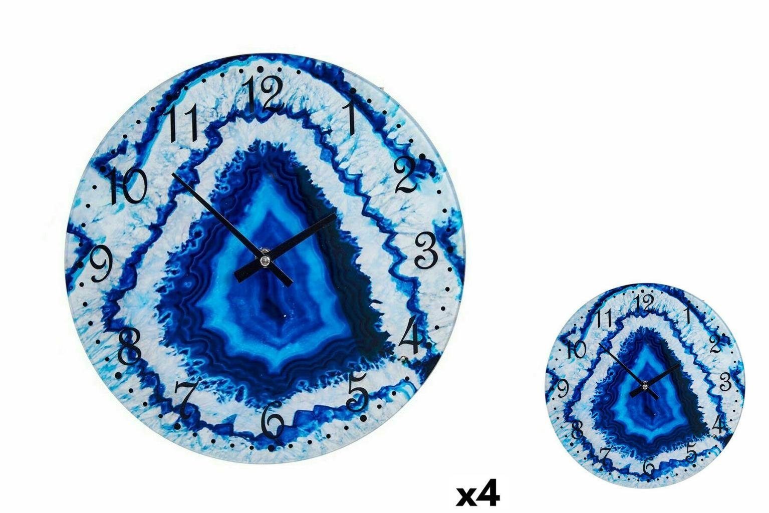 4 4 Glas Blau Stück Marmor 30 x Uhr x cm 30 Decor Gift Wanduhr